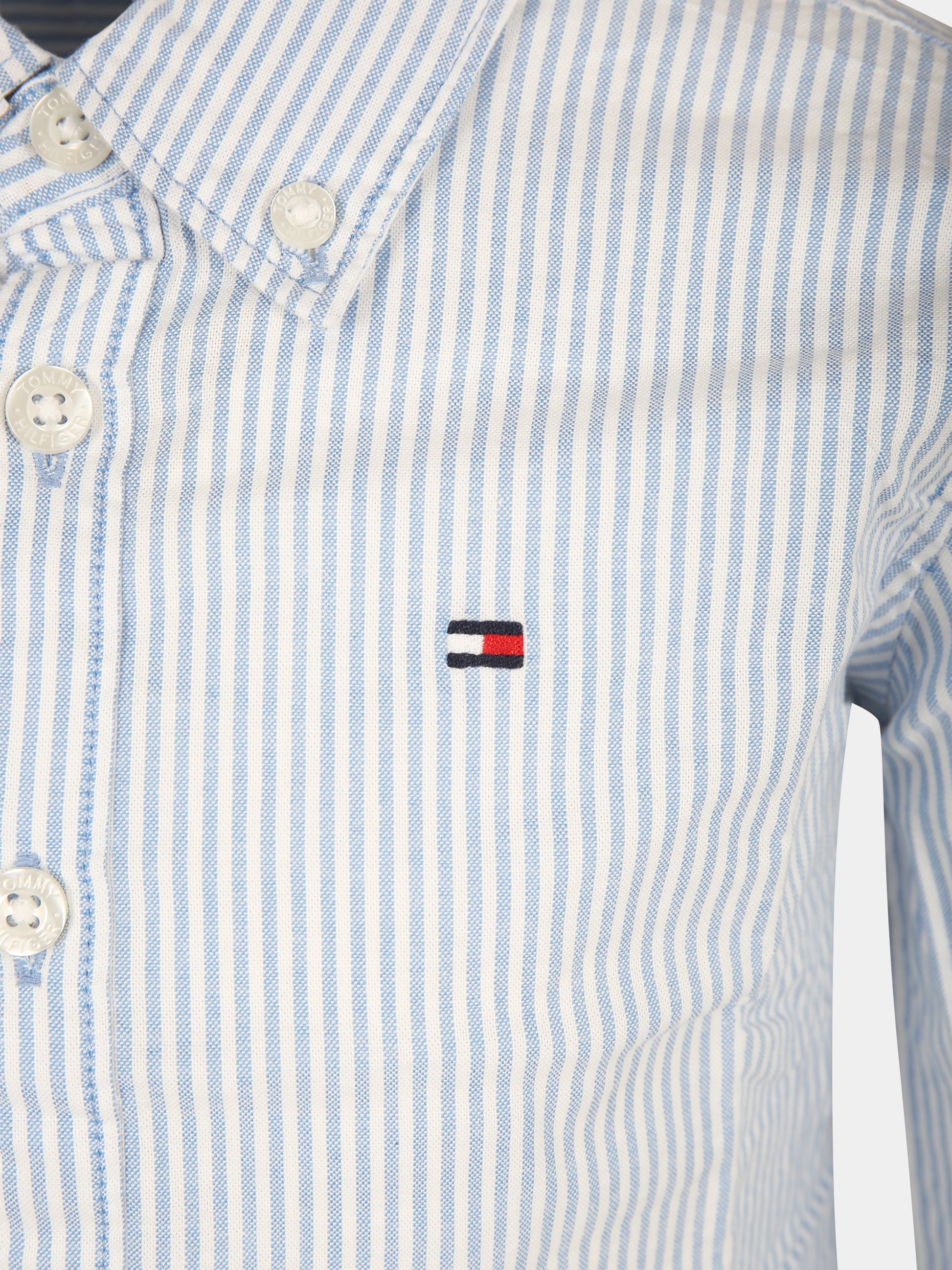 Camicia celeste a righe per bambino con logo,Tommy Hilfiger Junior,23FMTHKB0KB08729J 0A5