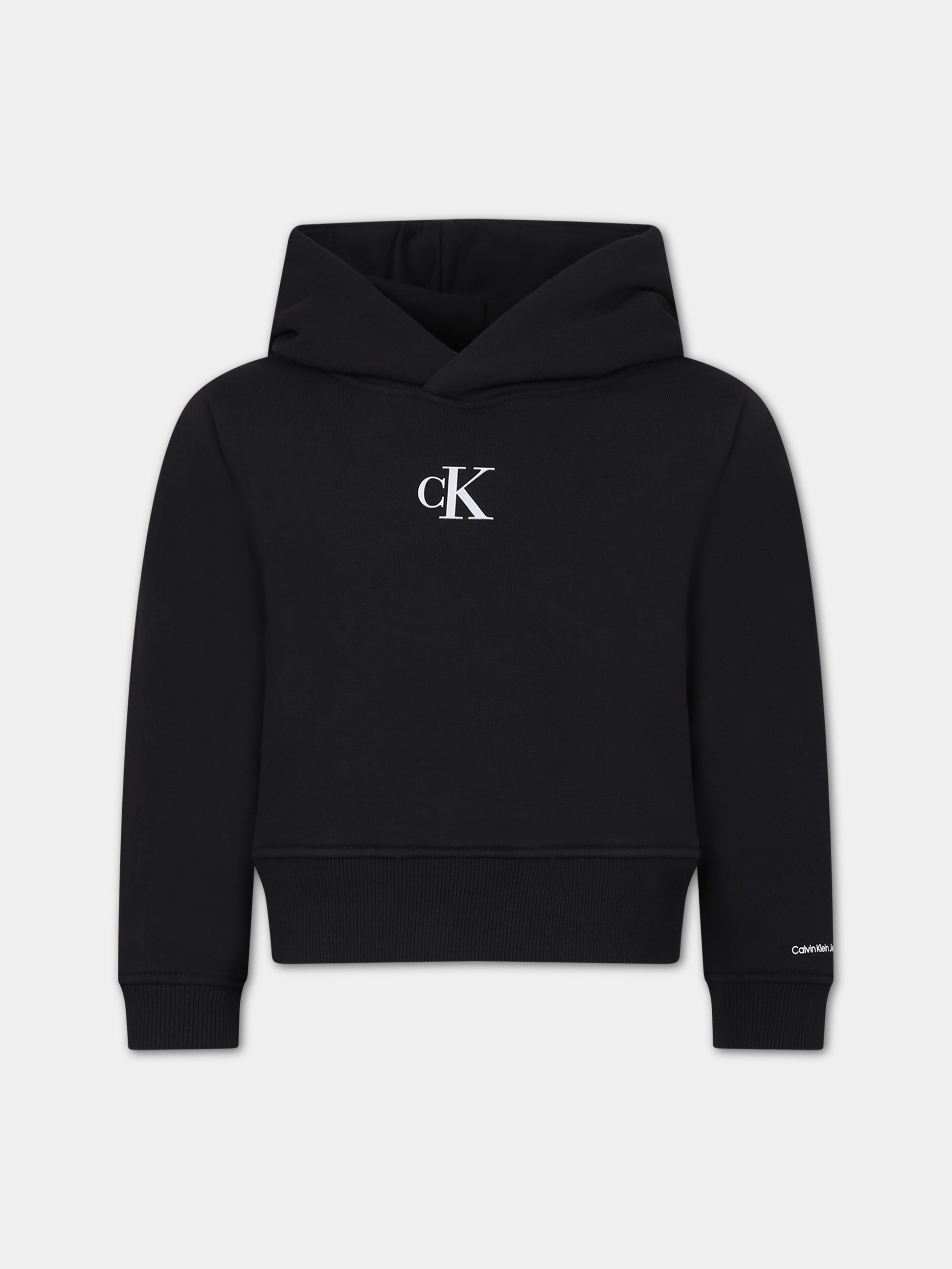 Felpa nera per bambina con logo,Calvin Klein Kids,23FMCKIG0IG02139 BEH