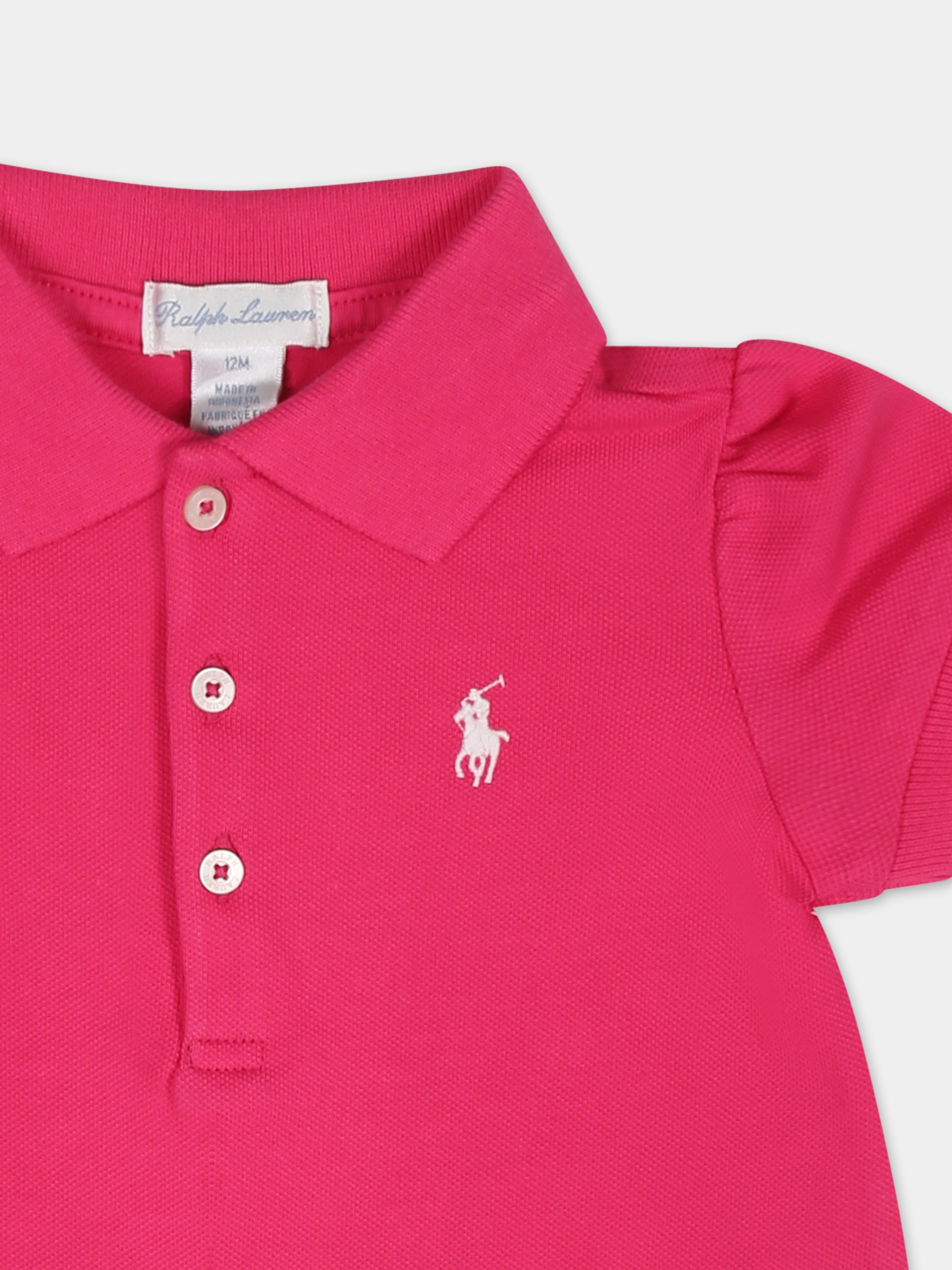 Vestito fucsia per neonata con iconico cavallino,Ralph Lauren Kids,925712002