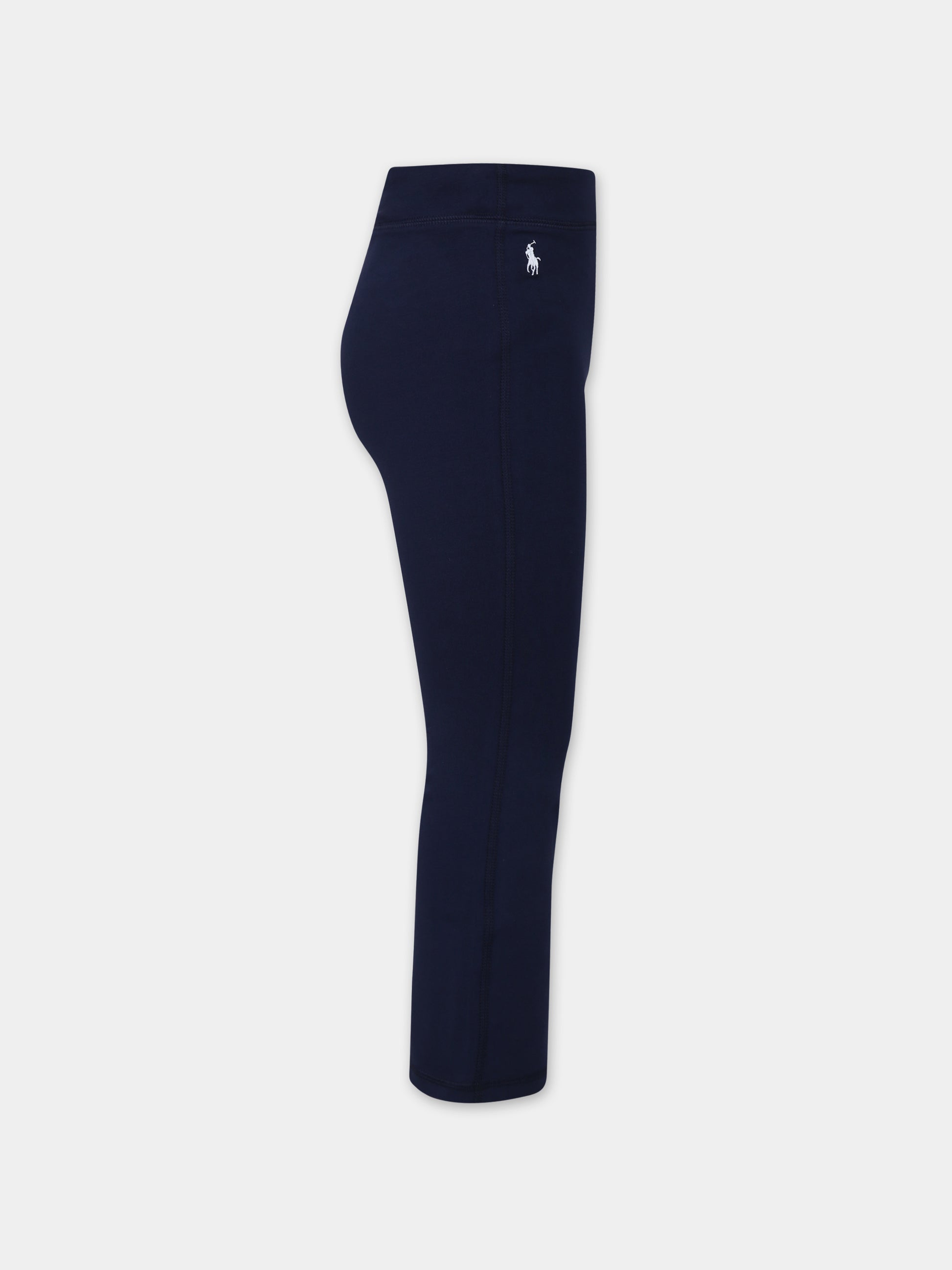 Leggings blu per bambina con cavallino,Ralph Lauren Kids,925883001