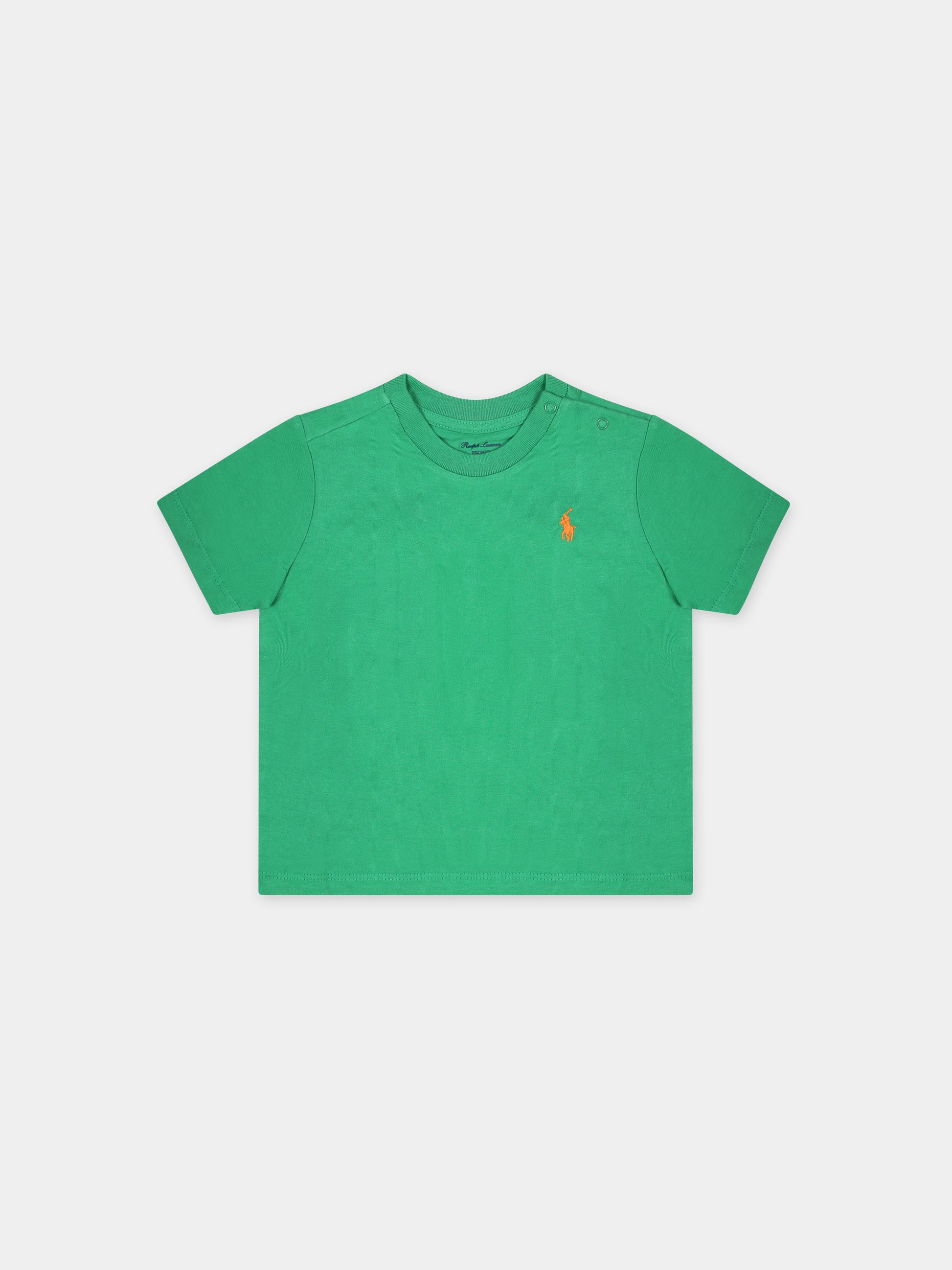 T-shirt verde per neonato con cavallino,Ralph Lauren Kids,832904116