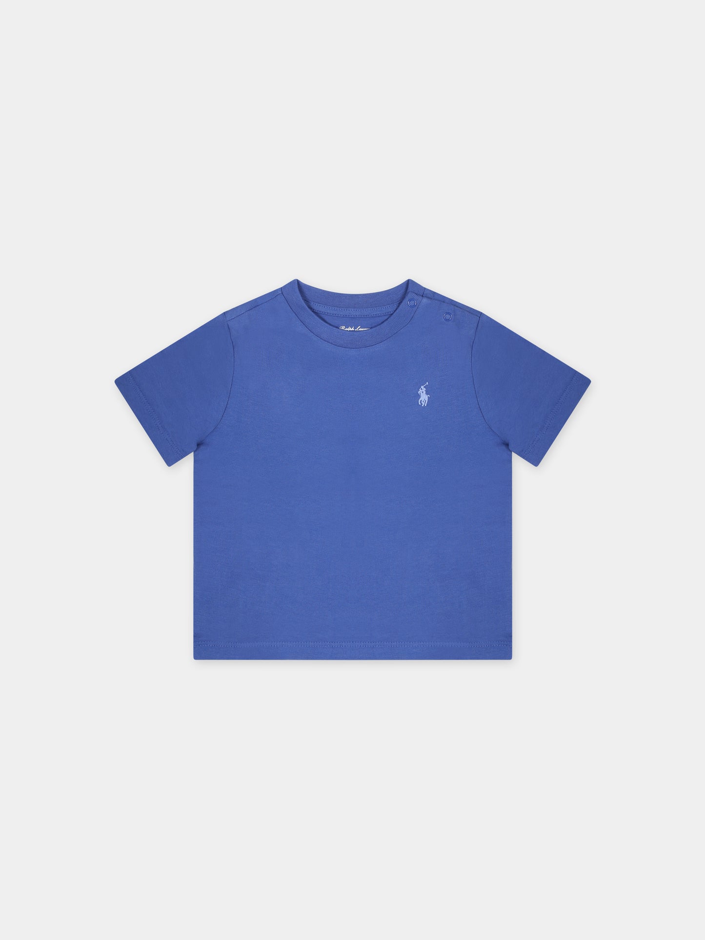 T-shirt blu per neonato con cavallino,Ralph Lauren Kids,832904050