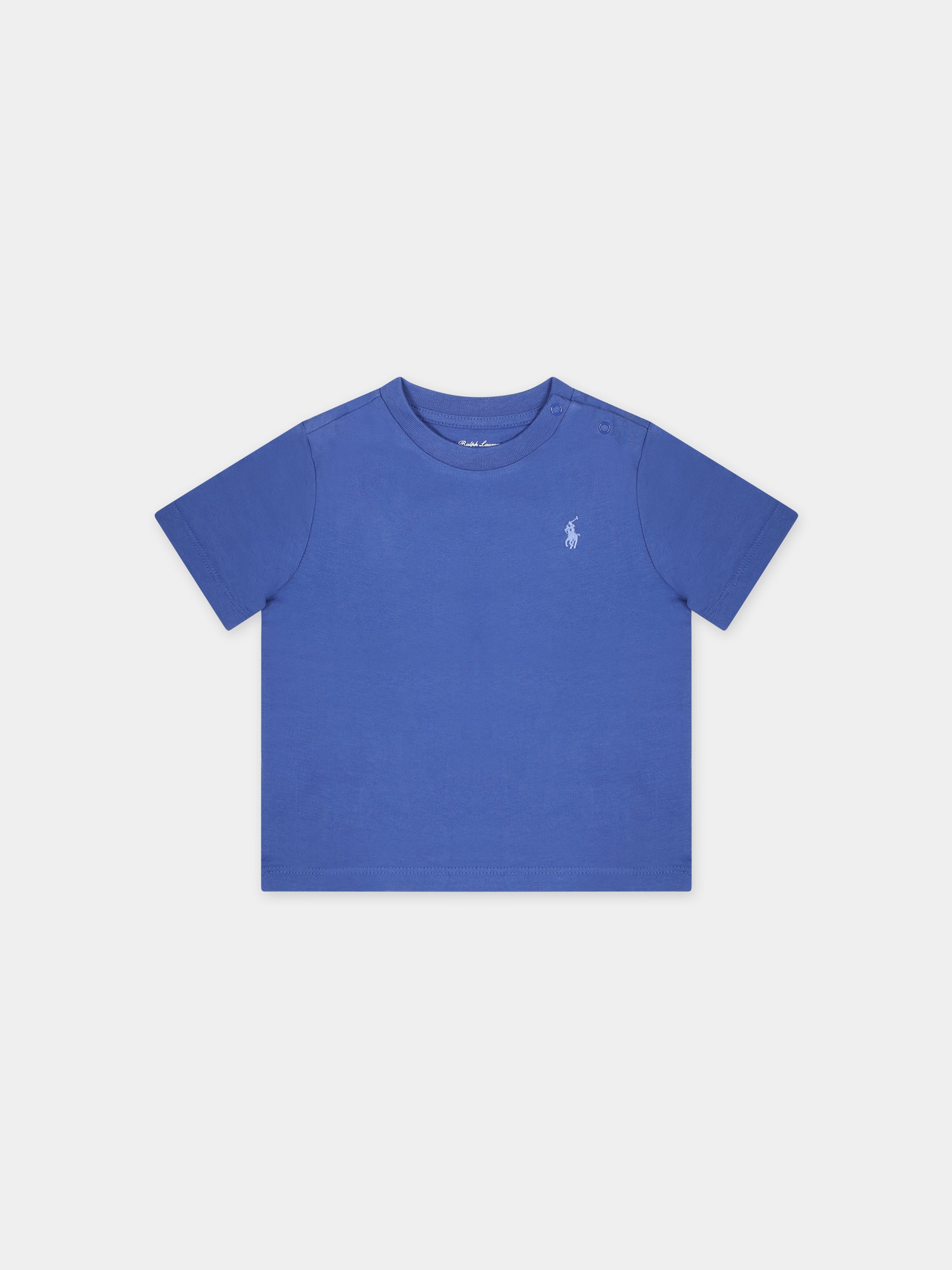 T-shirt blu per neonato con cavallino,Ralph Lauren Kids,832904050