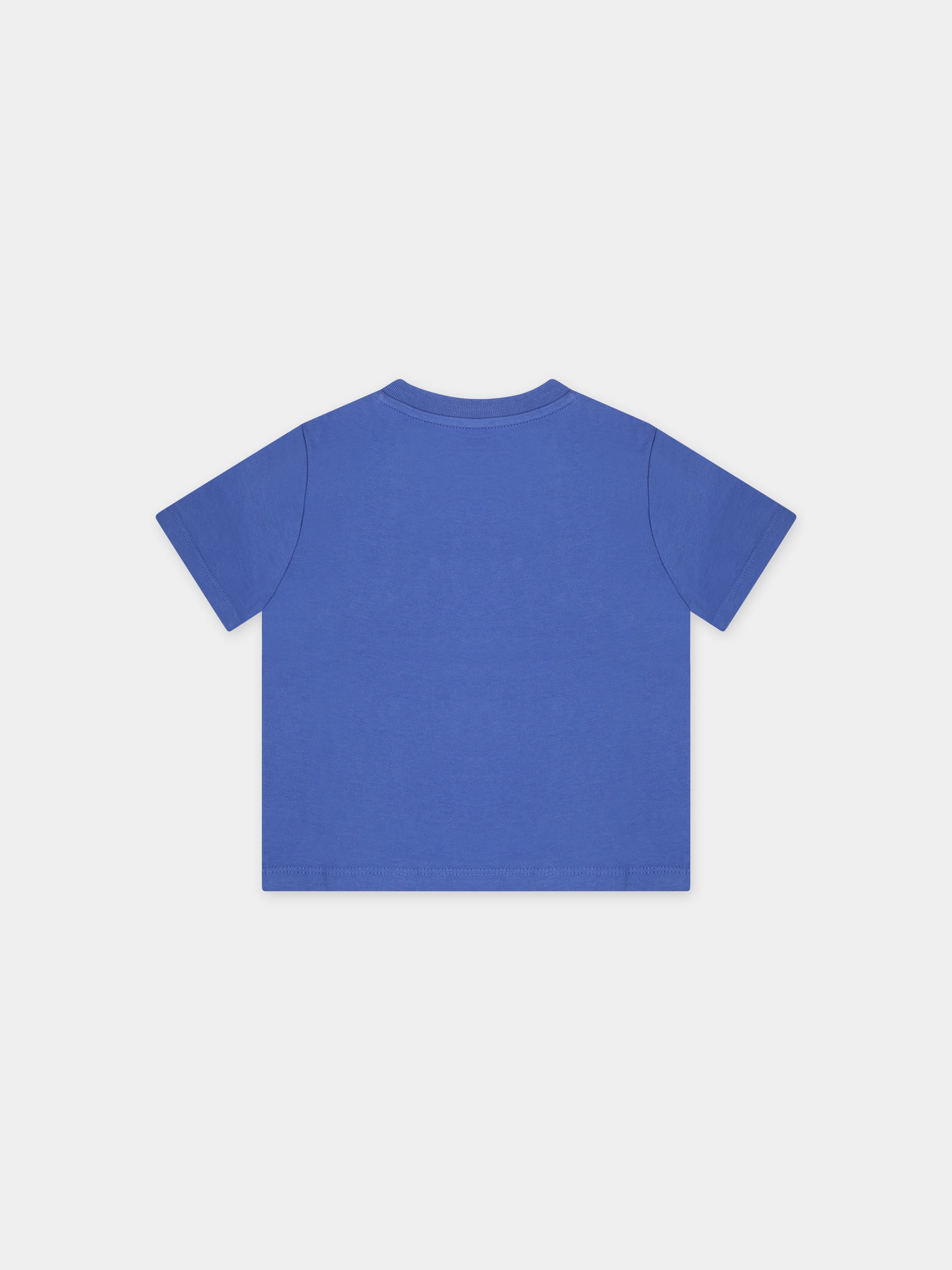 T-shirt blu per neonato con cavallino,Ralph Lauren Kids,832904050