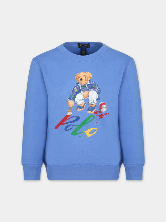Felpa celeste per bambino con Polo bear,Ralph Lauren Kids,919722004