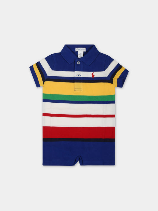 Pagliaccetto blu per neonato con cavallino,Ralph Lauren Kids,926952001