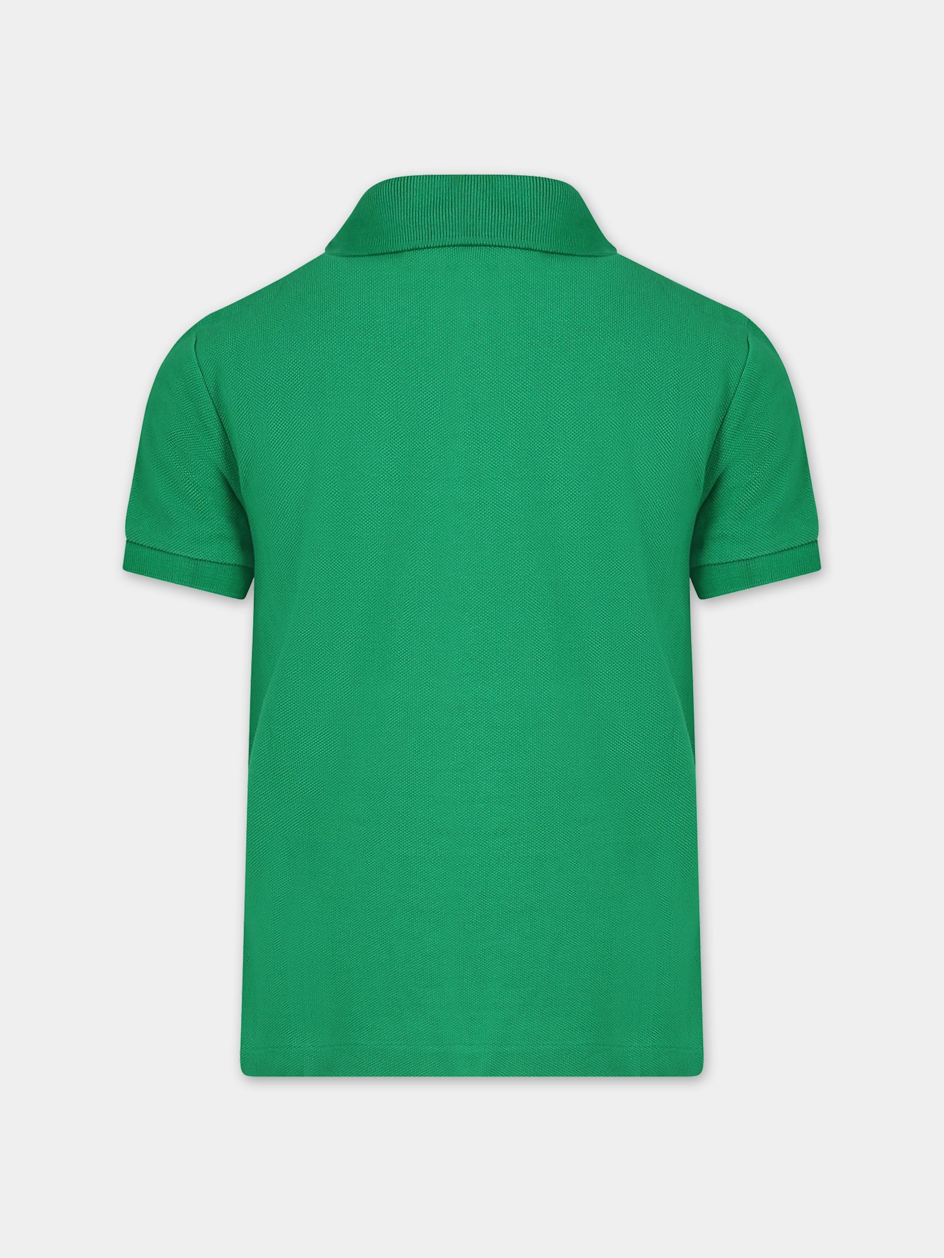 Polo verde per bambino con iconico cavallino,Ralph Lauren Kids,703632159