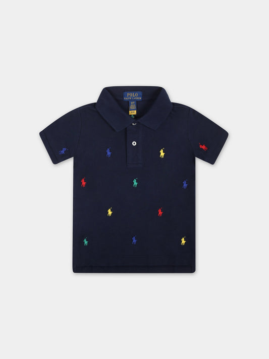 Polo blu per neonato con cavallino,Ralph Lauren Kids,882605005