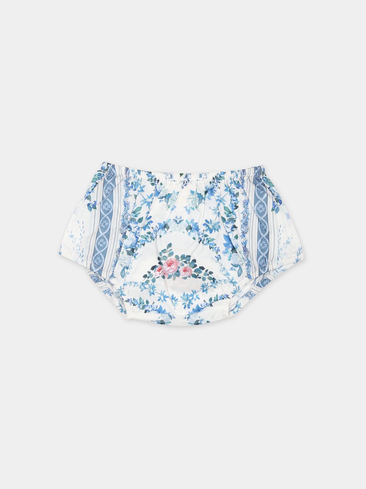 Vestito celeste per neonata con stampa floreale,Camilla,00025803 SEASOSIR