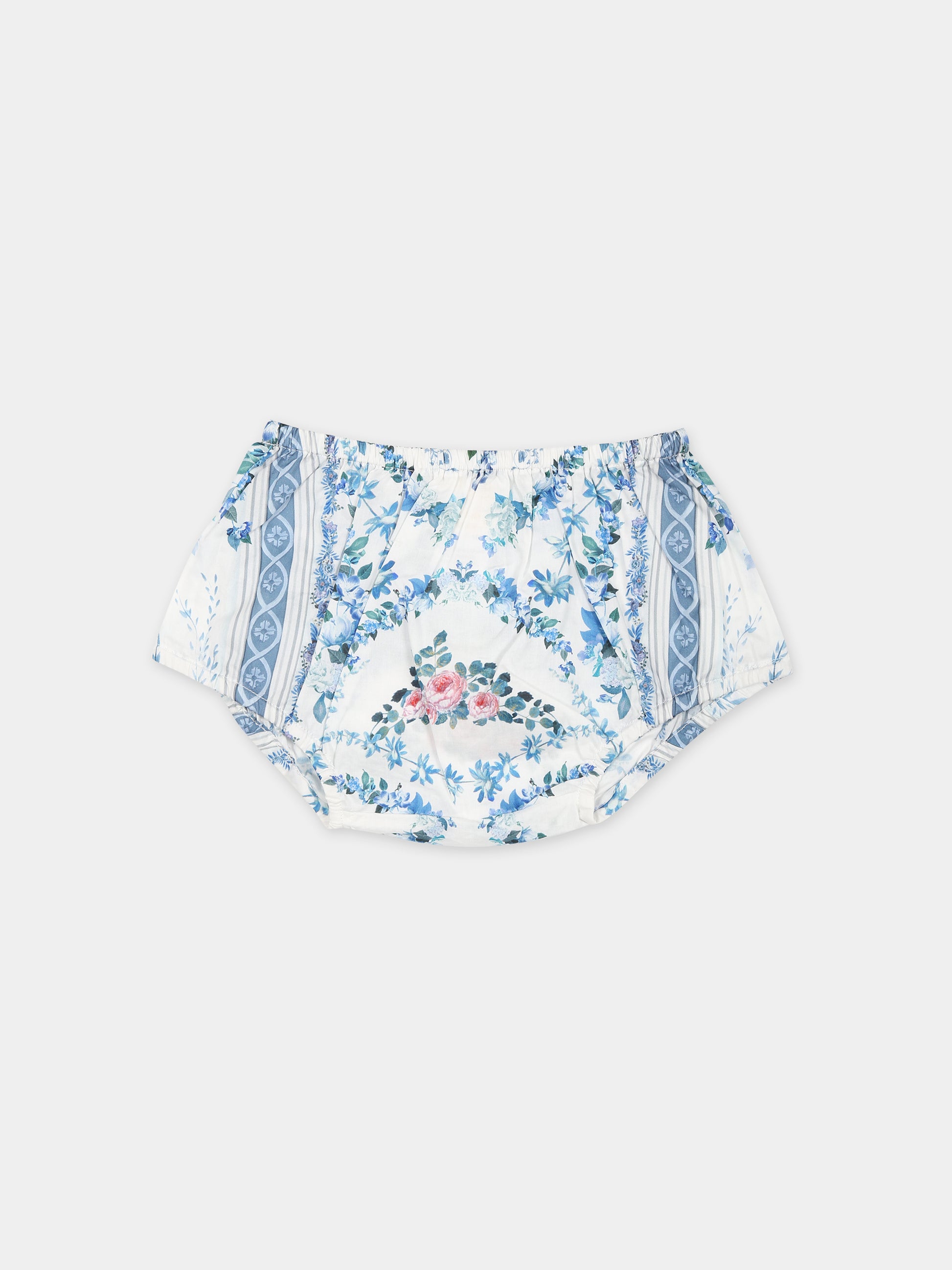 Vestito celeste per neonata con stampa floreale,Camilla,00025803 SEASOSIR