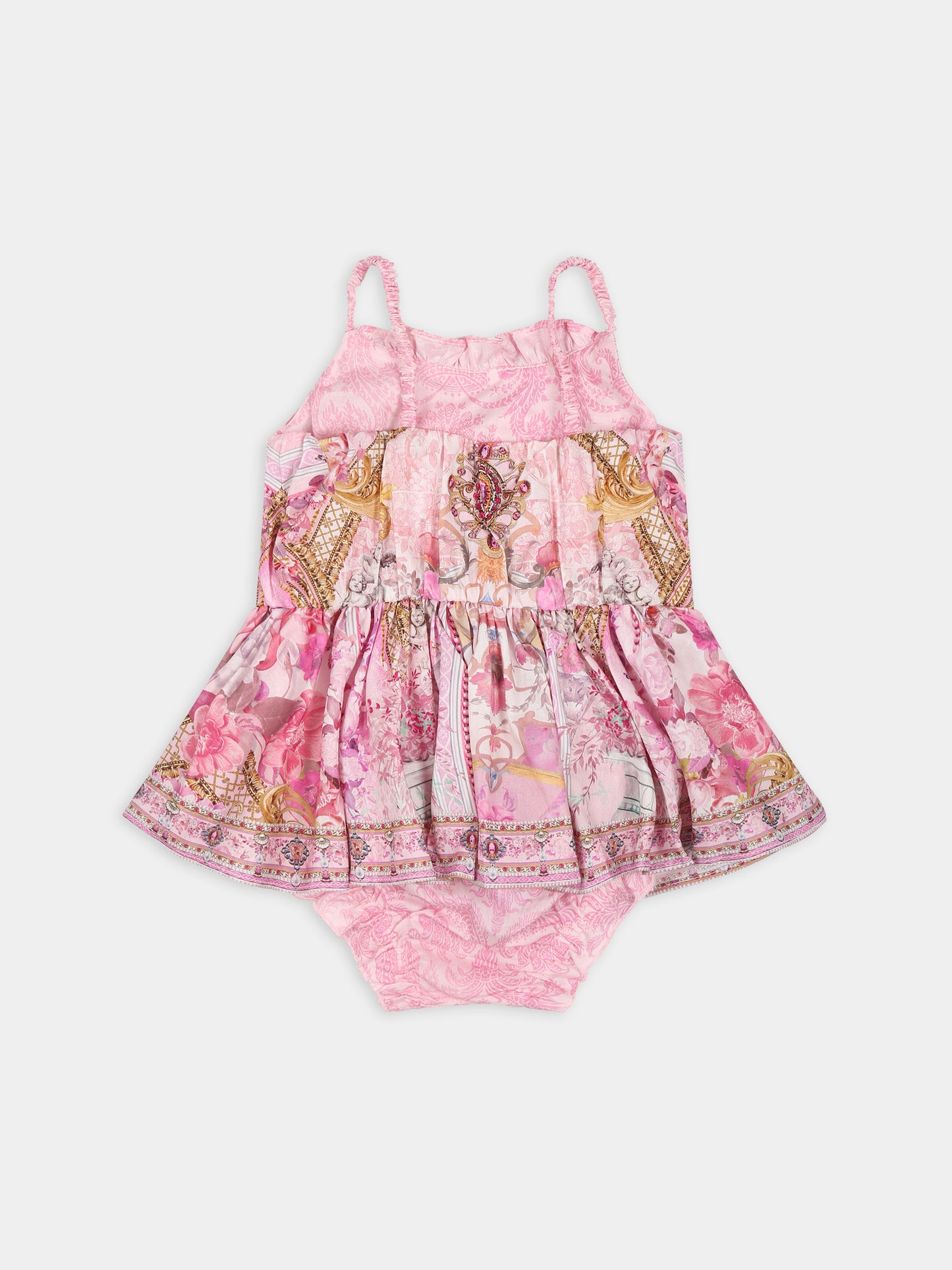 Pagliaccetto rosa per neonata con stampa floreale,Camilla,00025694 FRESCOFA