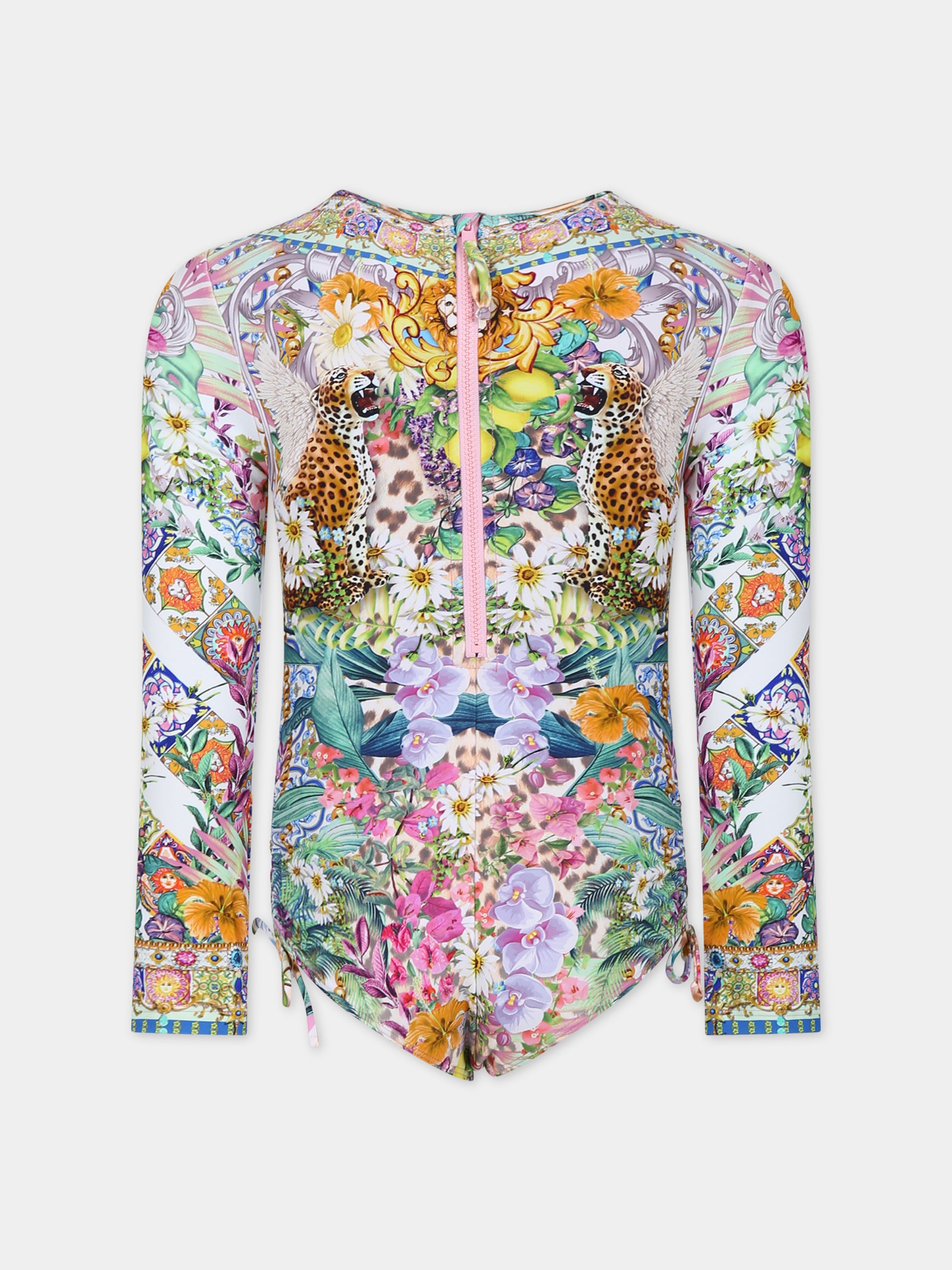 Costume per bambina con stampa floreale,Camilla,00025686 FLOWNEPT