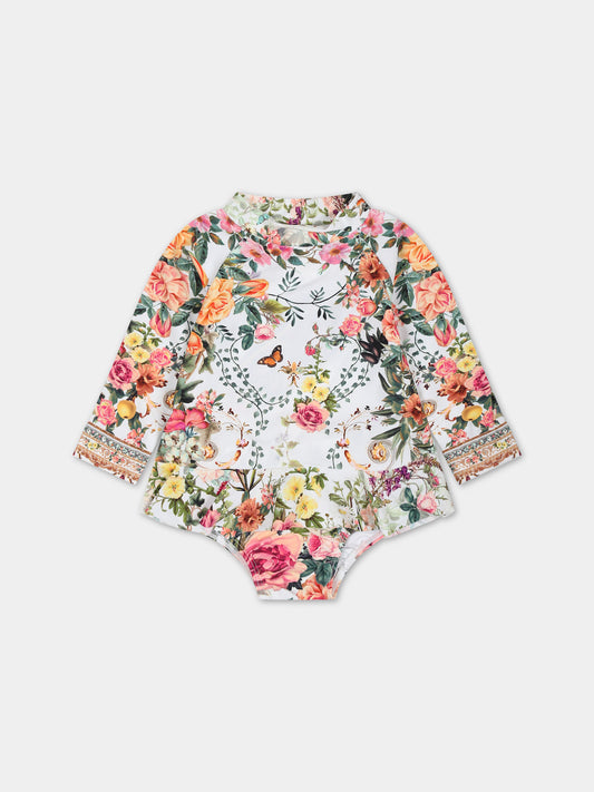 Costume multicolor per neonata con stampa floreale,Camilla,00024993 RENAROMA