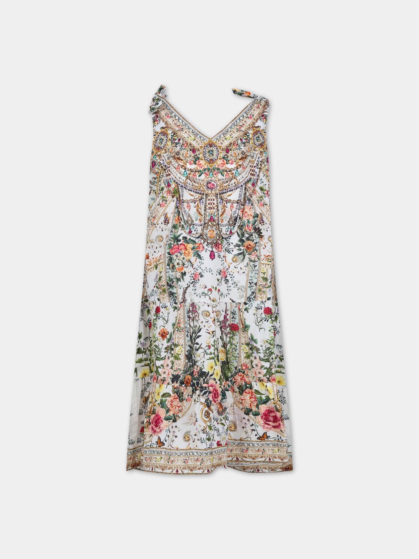 Vestito multicolor per bambina con stampa floreale,Camilla,00024986 RENAROMA