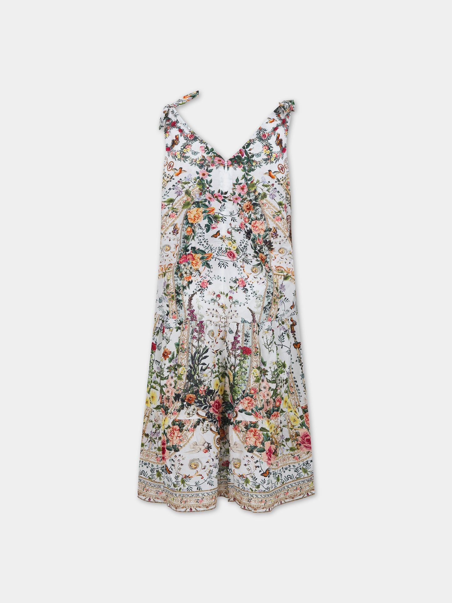 Vestito multicolor per bambina con stampa floreale,Camilla,00024986 RENAROMA