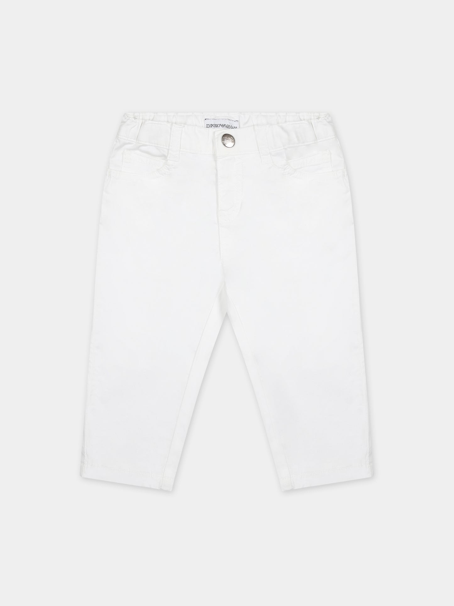 Pantaloni bianchi per neonato con logo,Armani Junior,8NHJ02 4N7LZ 0100