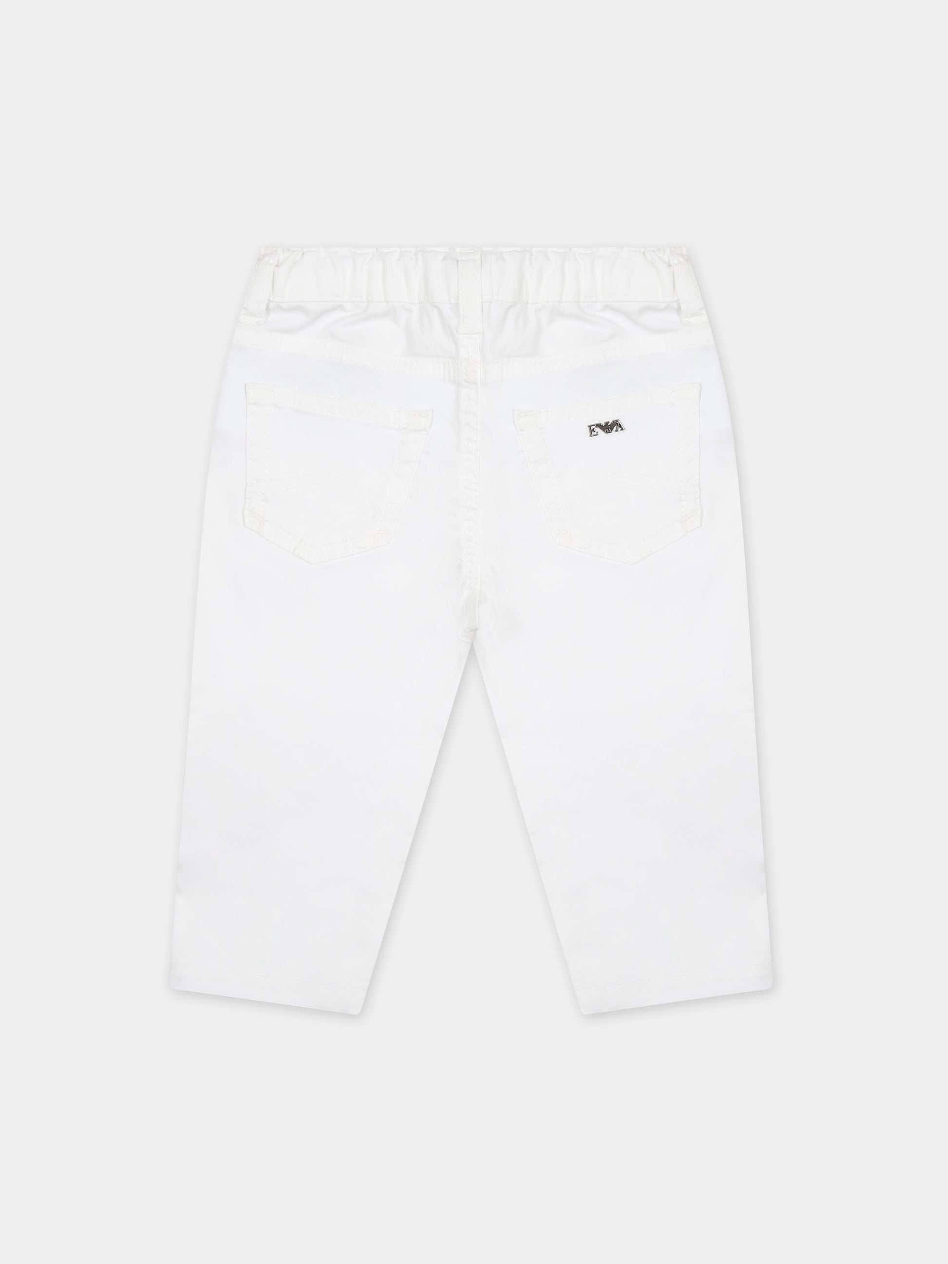 Pantaloni bianchi per neonato con logo,Armani Junior,8NHJ02 4N7LZ 0100