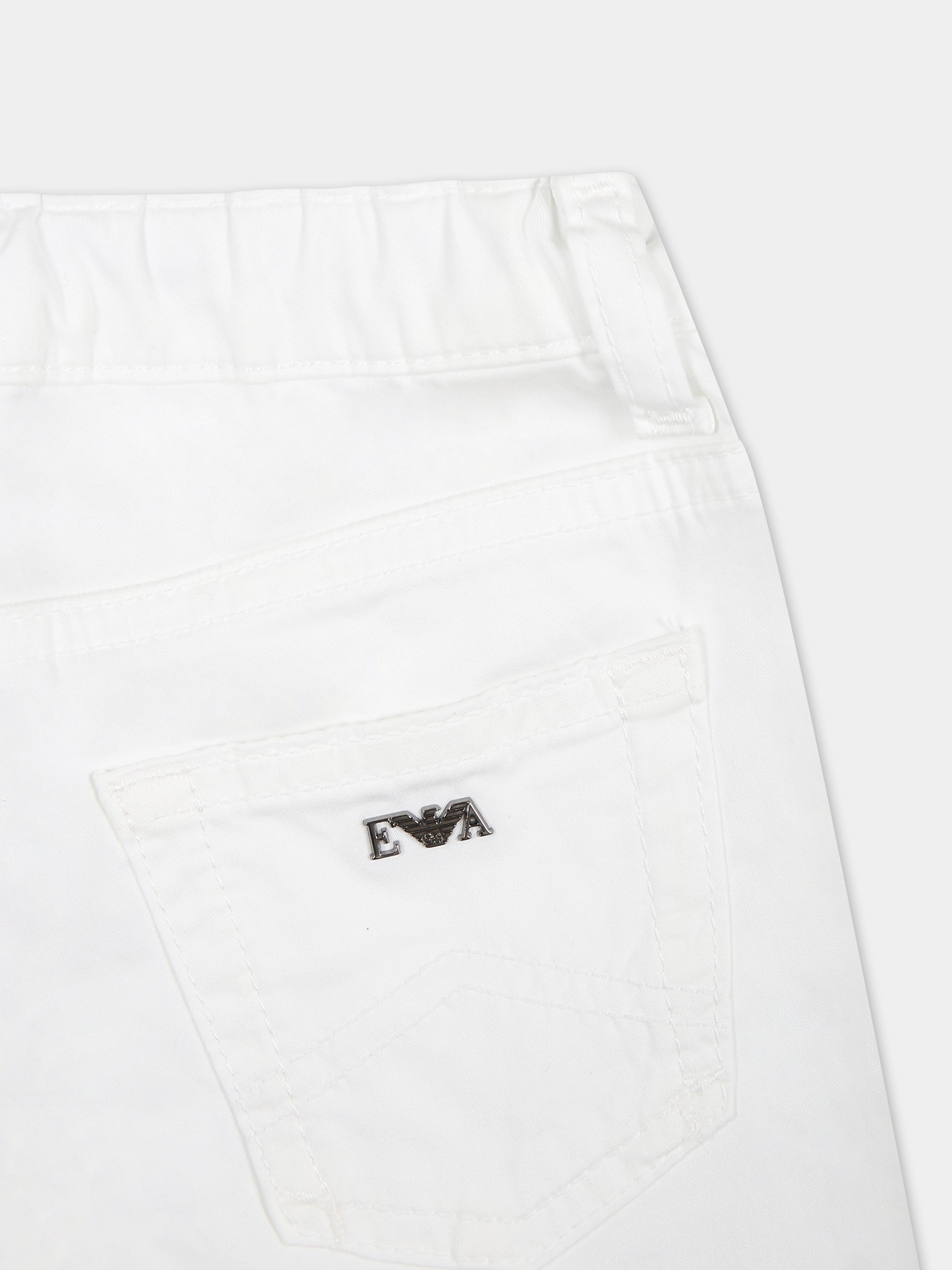 Pantaloni bianchi per neonato con logo,Armani Junior,8NHJ02 4N7LZ 0100