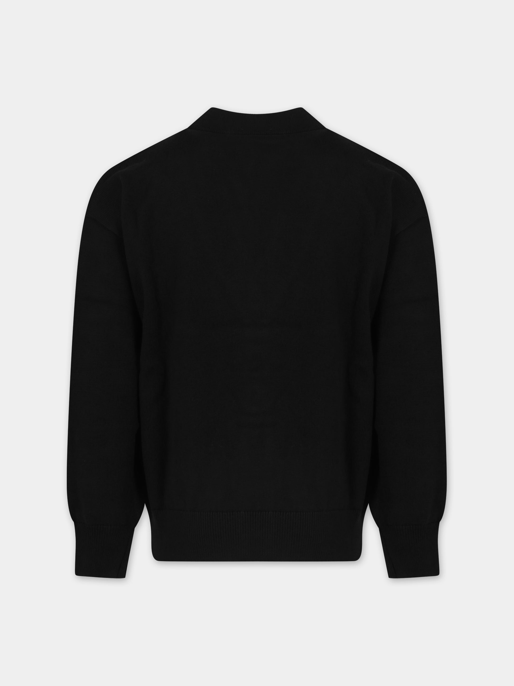 Cardigan blu per bambino con logo ricamato,Armani Junior,3D4M52 4MHUZ 0920