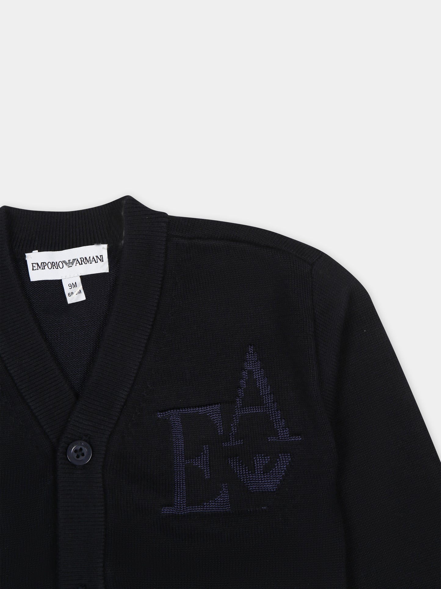 Cardigan blu per neonato con iconico aquilotto,Armani Junior,3DHM52 4MHUZ 0920