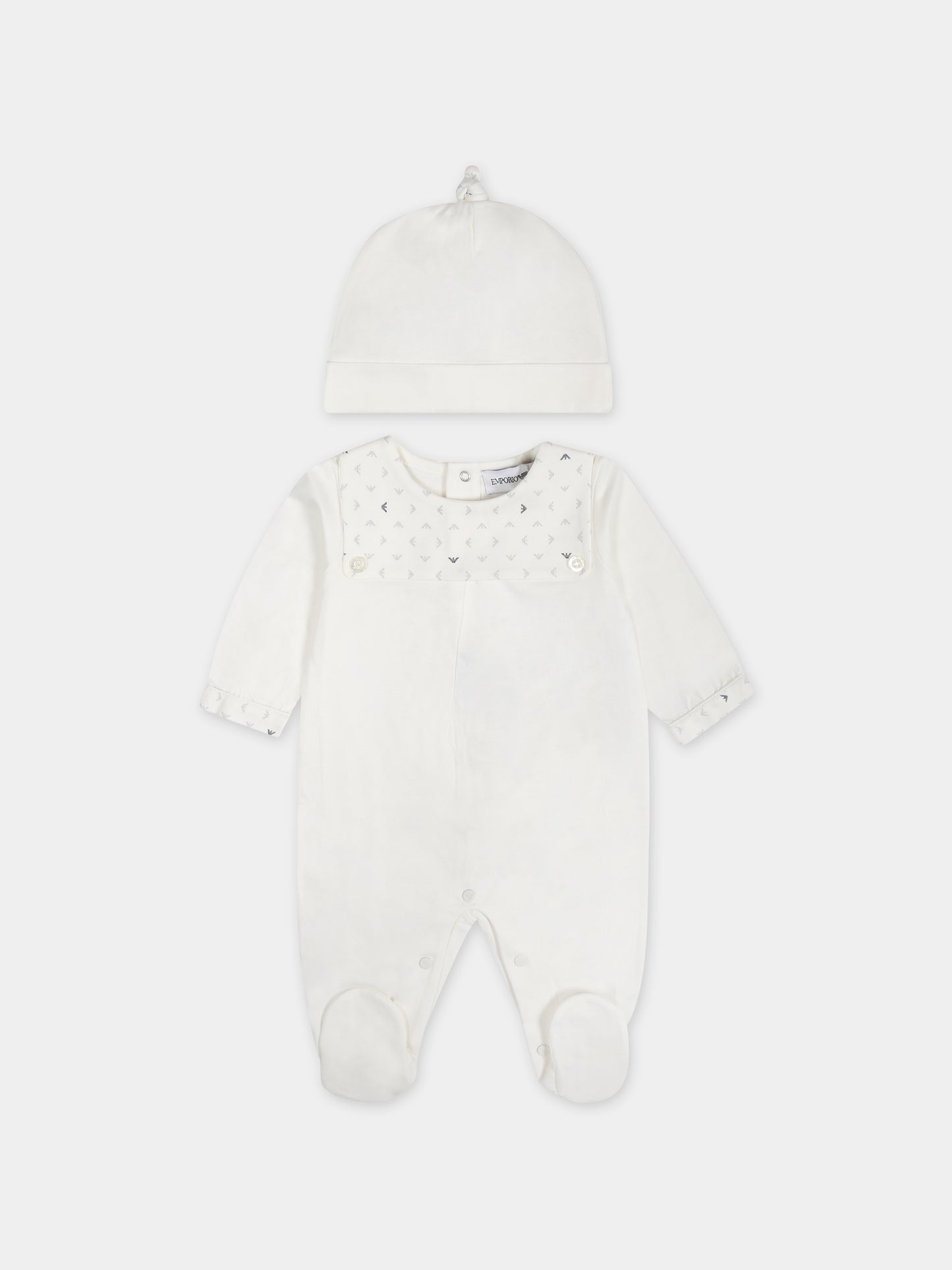 Set tutina avorio per neonato con logo,Armani Junior,8NNV42 NJ05Z F110