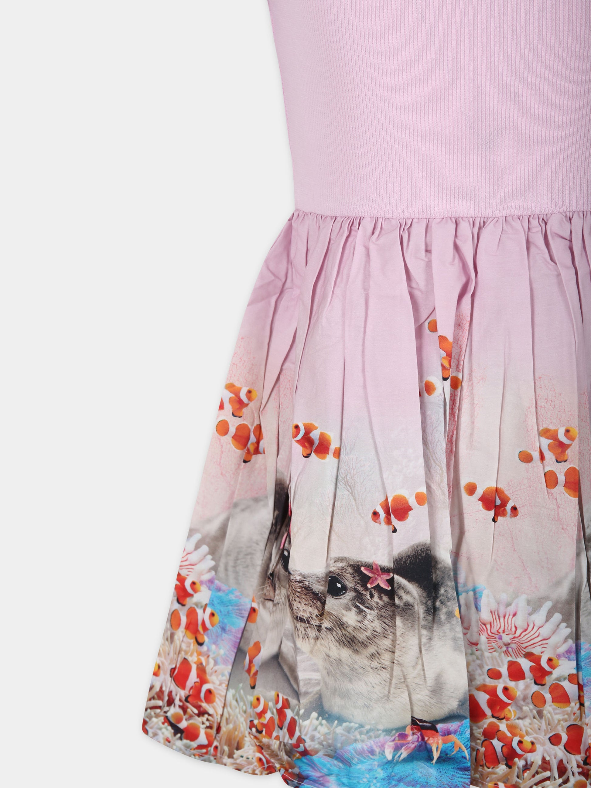 Vestito  rosa per bambina con stampa foca,Molo,2S24E125 3510