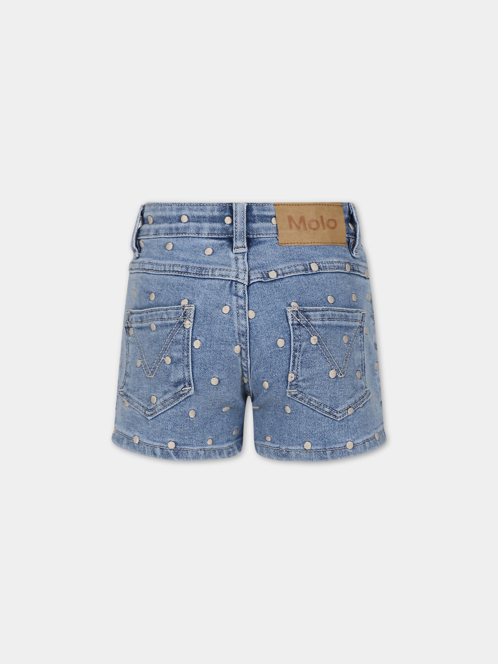 Shorts blu per bambina con pois,Molo,2S24H115 9054