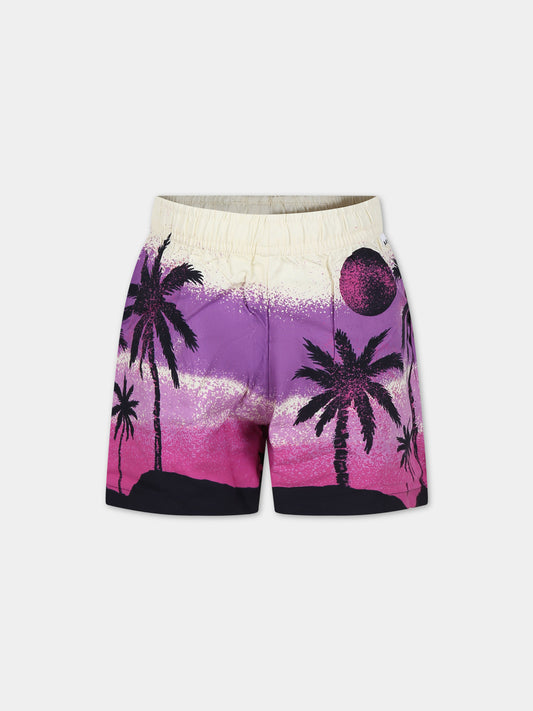 Shorts avorio per bambina con stampa palme,Molo,2S24H121 3508