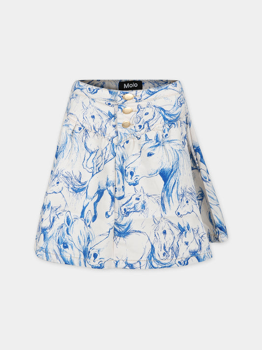 Gonna avorio per bambina con stampa cavalli,Molo,2S24D115 9007
