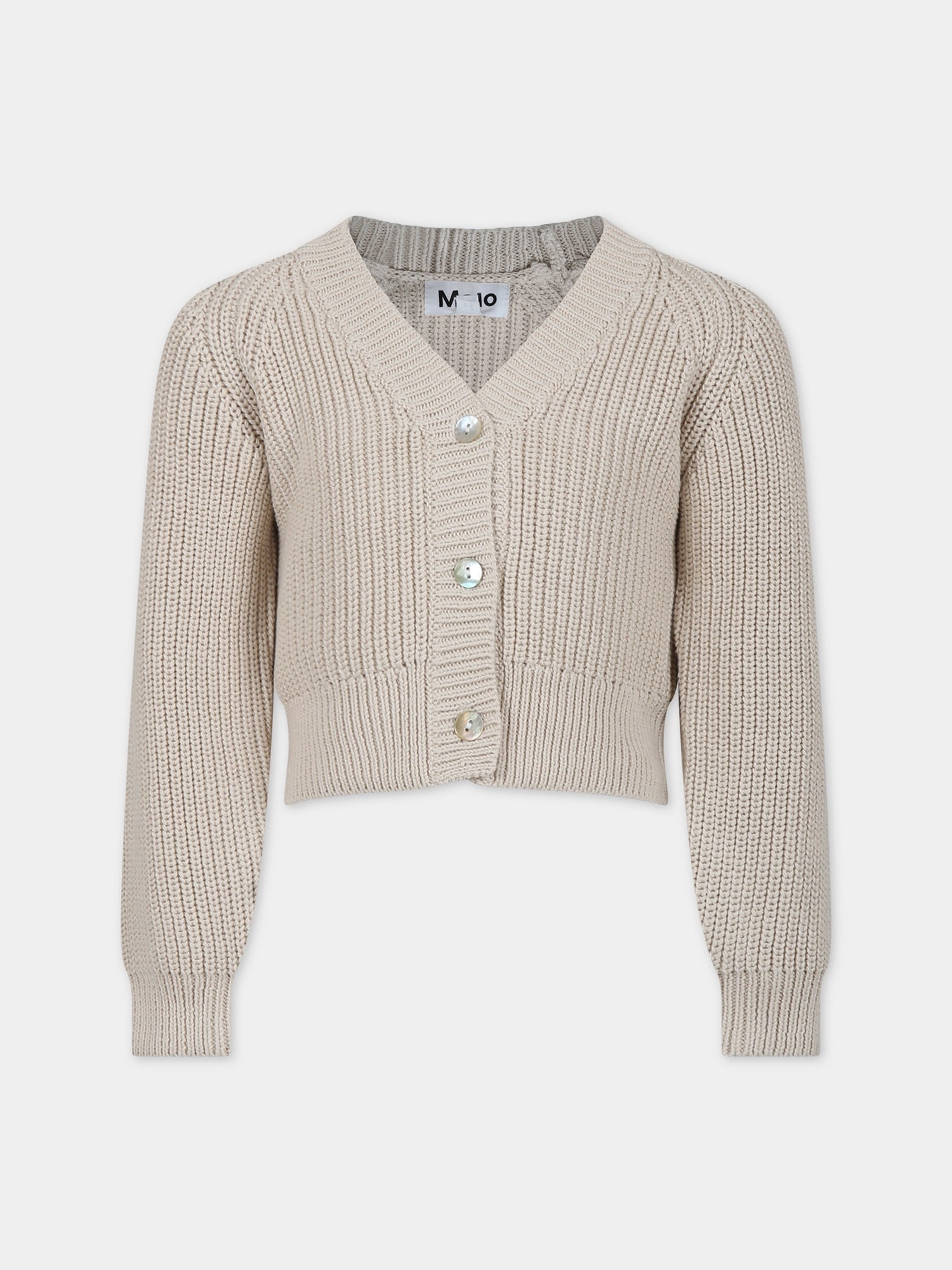 Cardigan beige per bambina con logo,Molo,2S24K302 8894