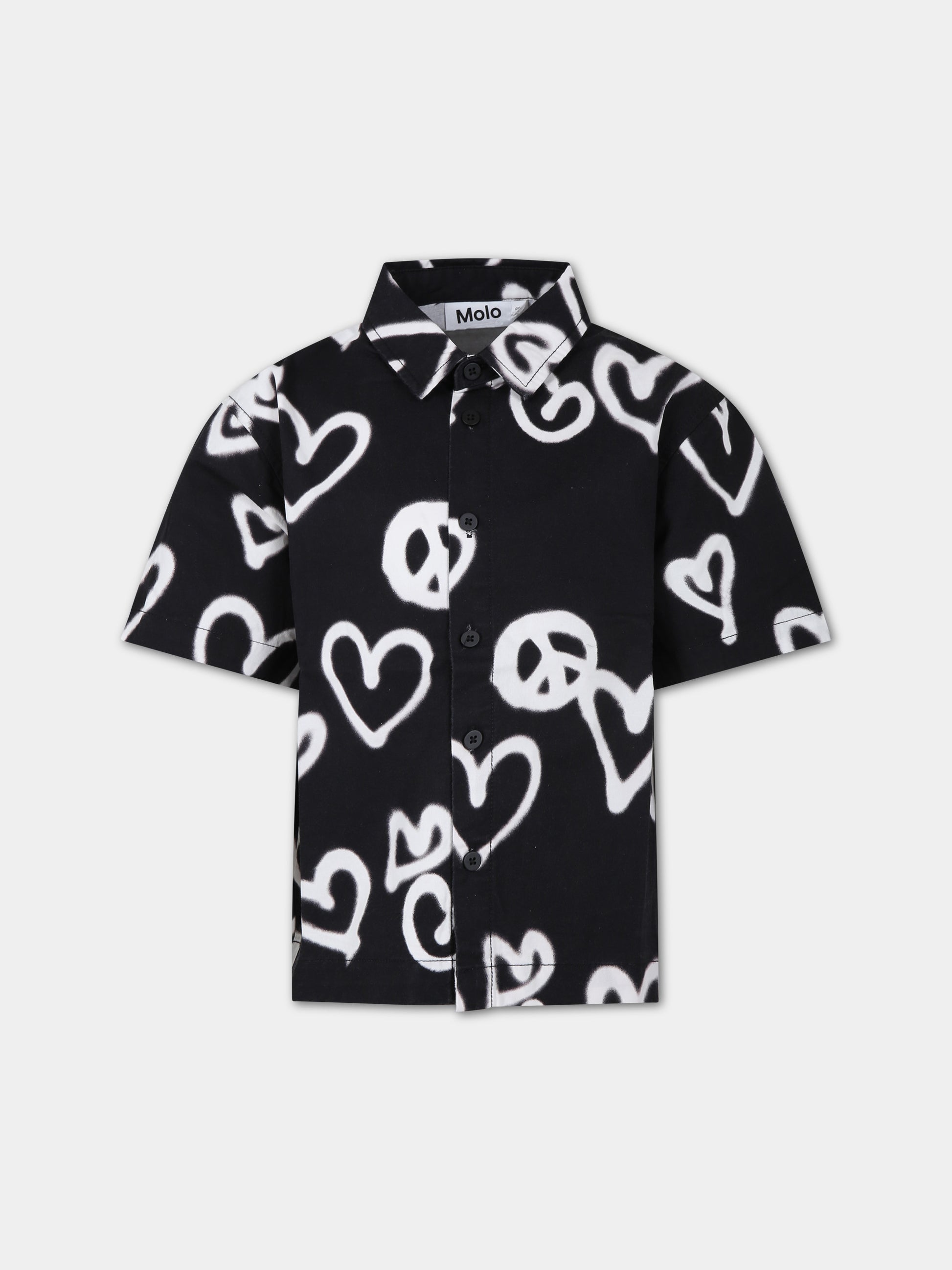 Camicia nera per bambino con cuori,Molo,1S24C202 8905