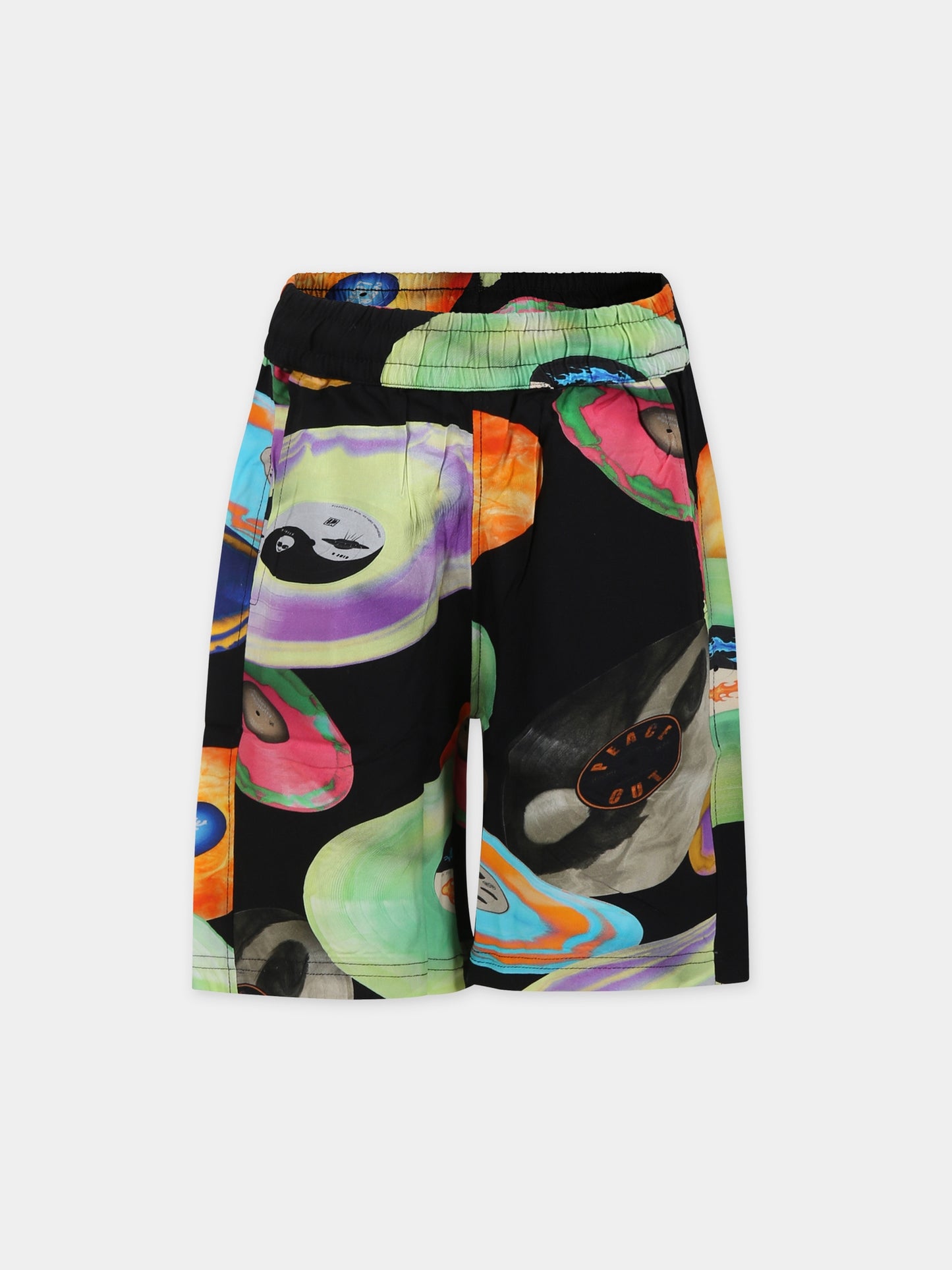 Shorts neri per bambino con stampa dischi,Molo,1S24H110 8909