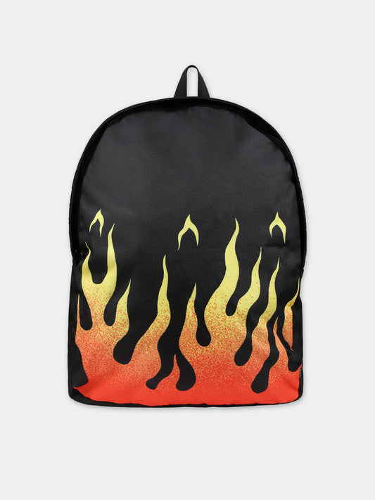 Zaino nero per bambino con fiamme,Molo,7S24V204 3457