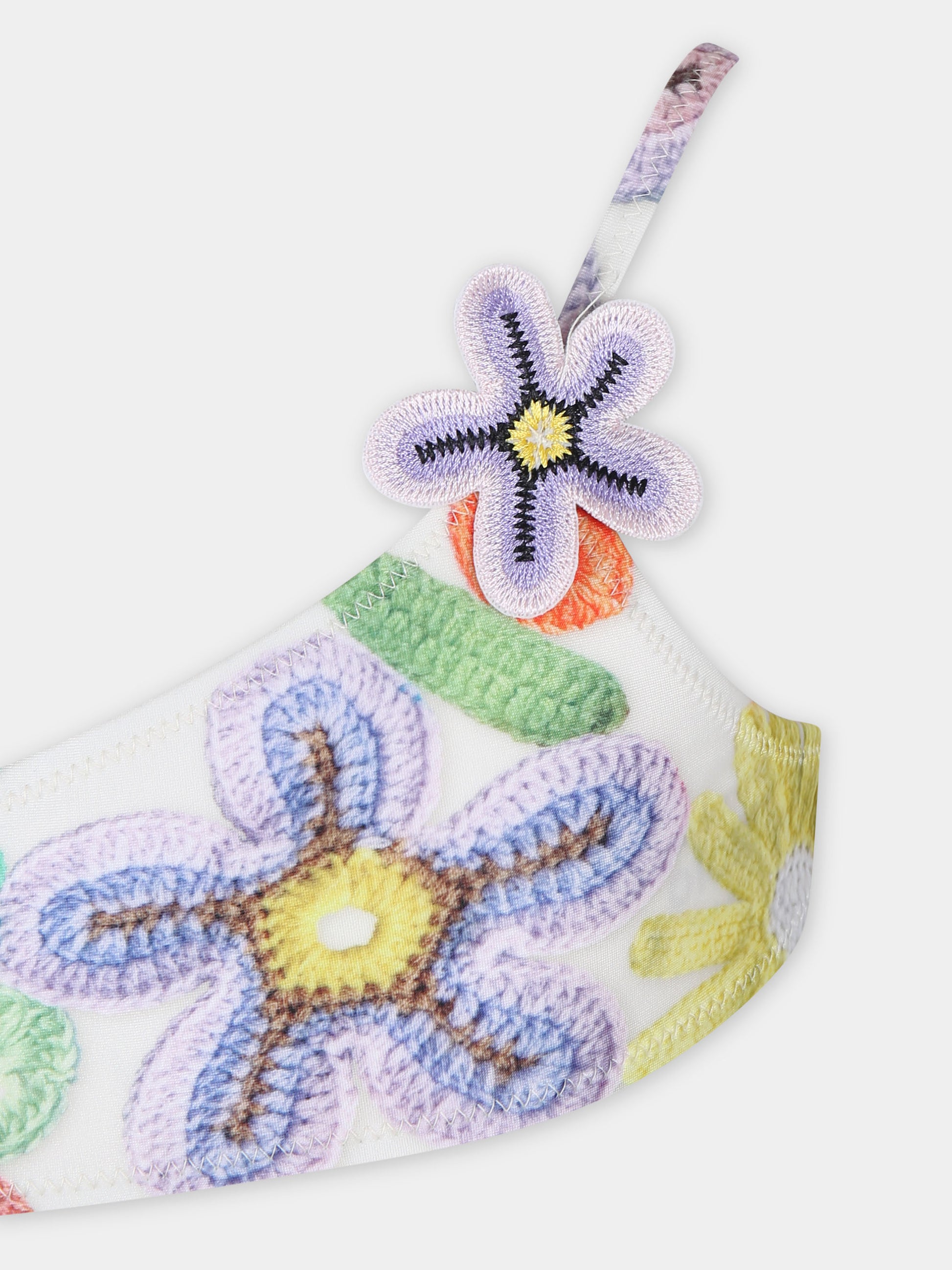 Bikini avorio per bambina con stampa fiori,Molo,8S24P103 3409