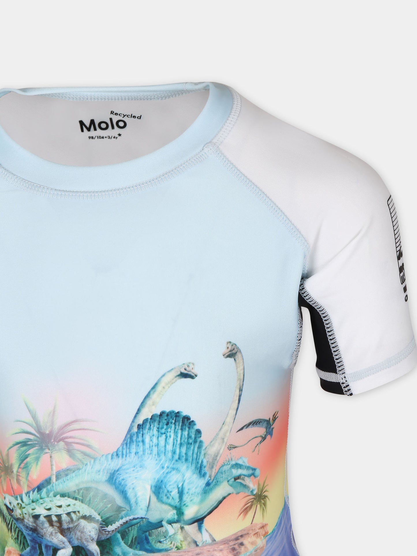 T-shirt celeste anti UV per bambino con stampa dinosauri,Molo,8S24P203 3428