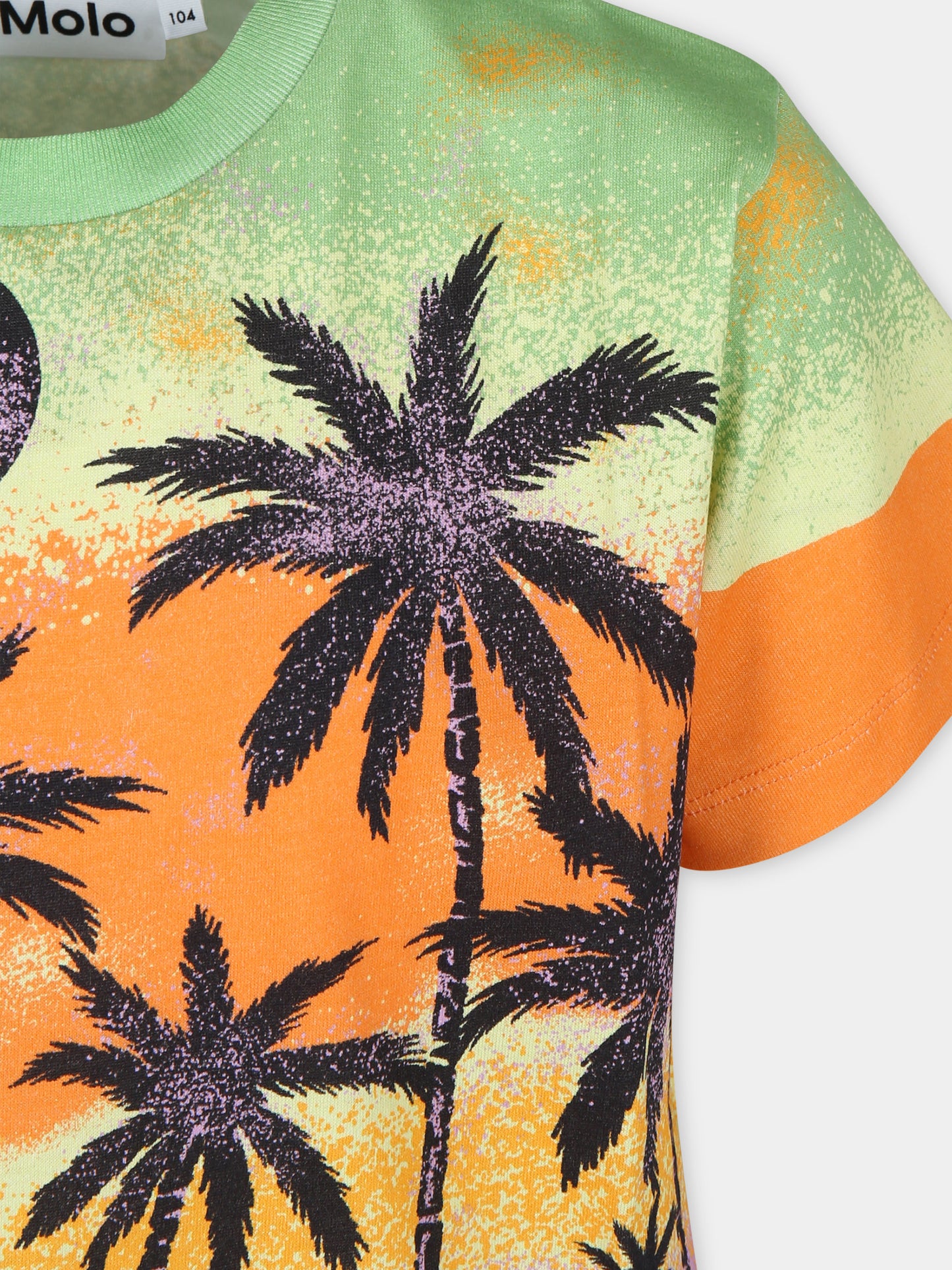 T-shirt arancione per bambino con stampa alieno e palme,Molo,1S24A214 3443