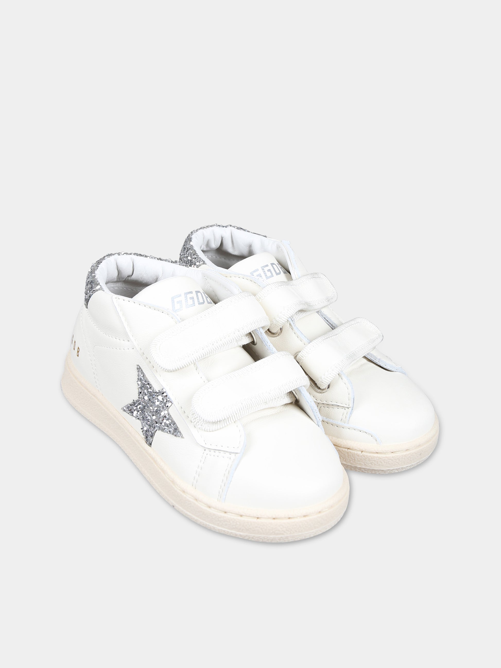 Sneakers alte bianche June Ballstar per bambina con logo,Golden Goose,GJF00386 F005303 10449