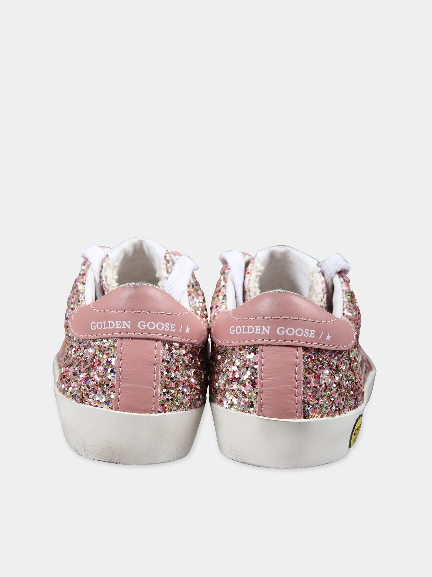 Sneakers rosa per bambina con glitter e logo,Golden Goose,GJF00101 F005307 82529