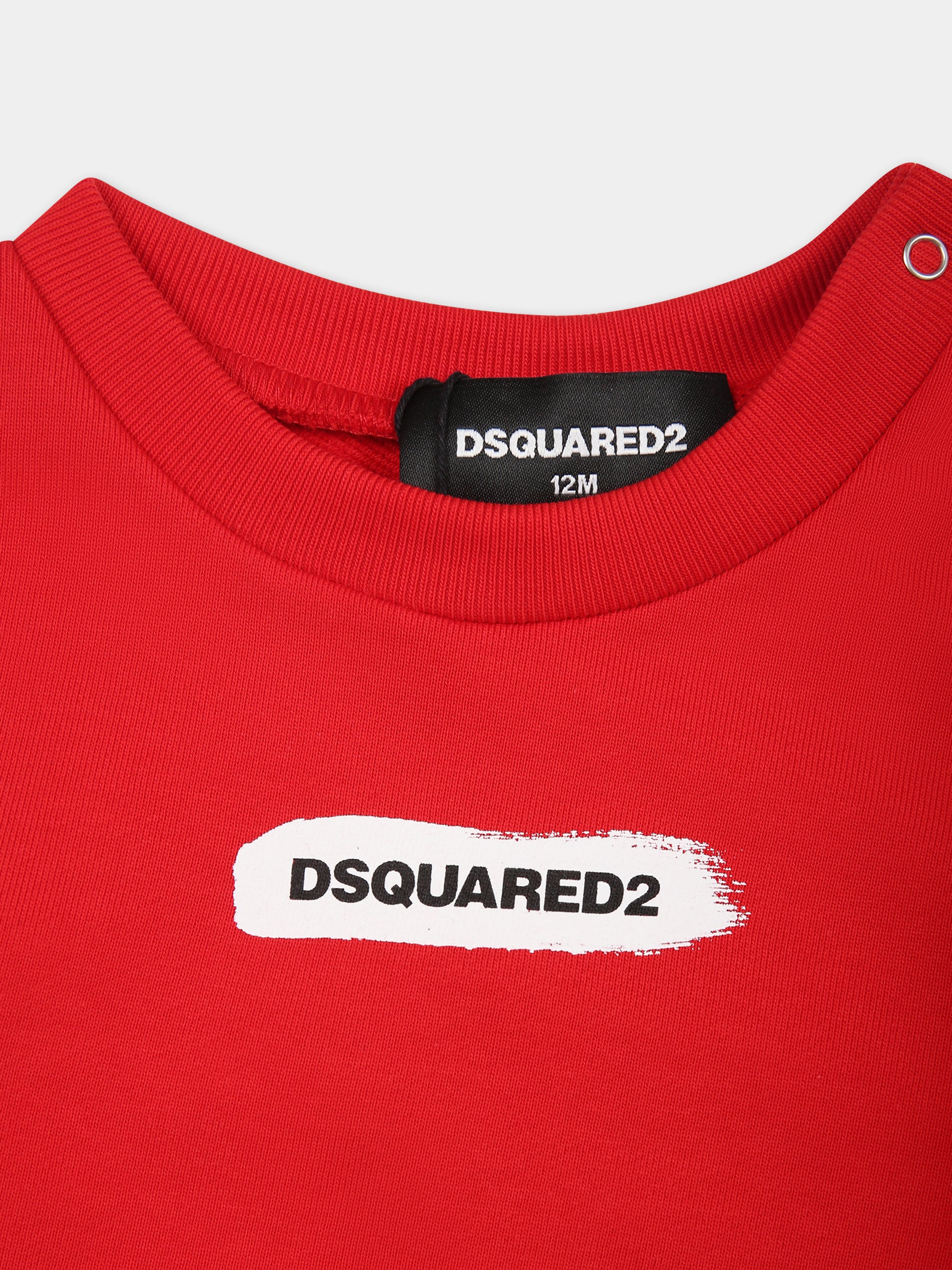 Felpa rossa per neonato con logo,Dsquared2,DQ2144 D0A2F D2S782B DQ415