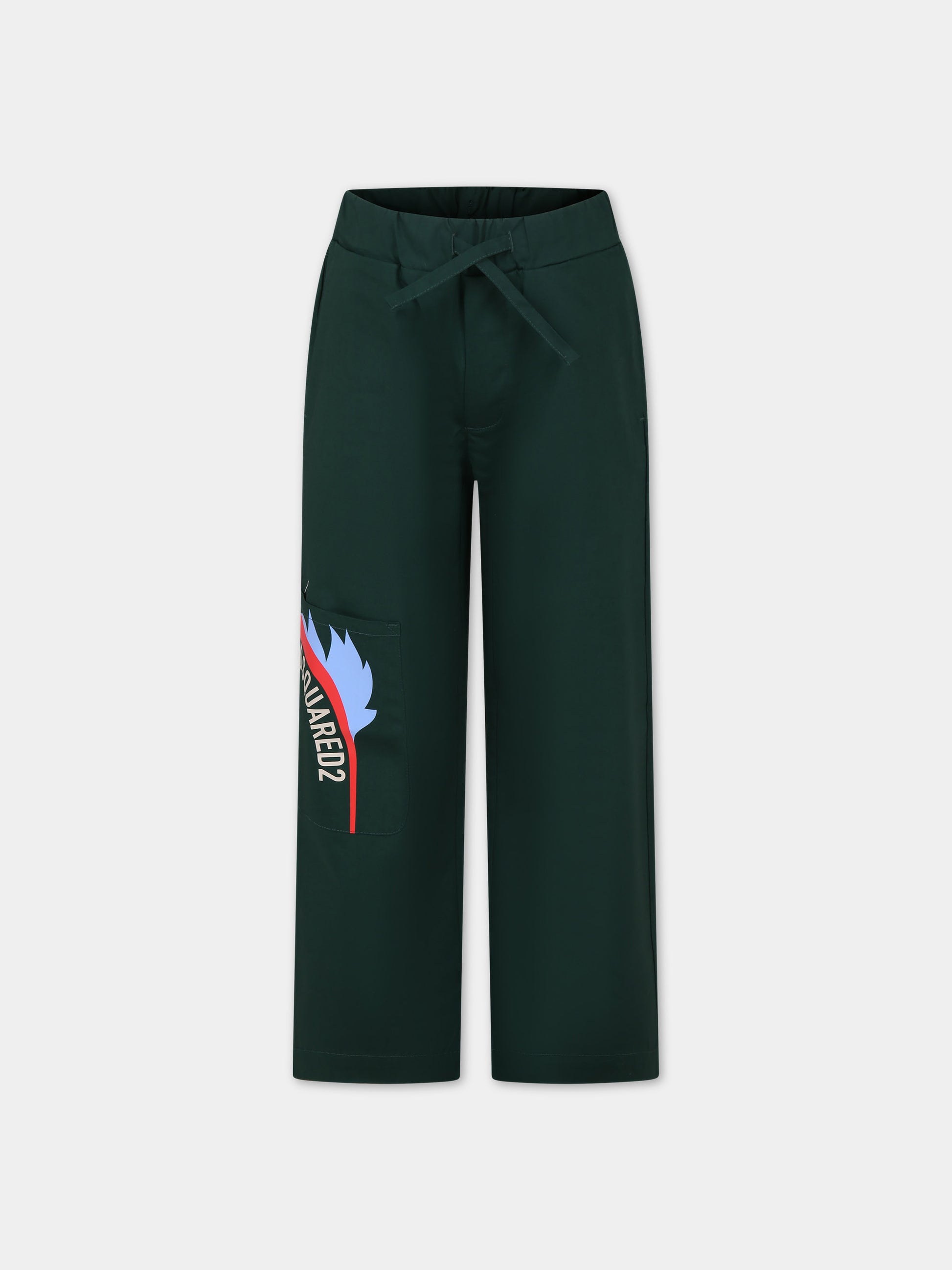 Pantaloni casual verdi per bambino con logo,Dsquared2,DQ2173 D0A74 D2P694M DQ522