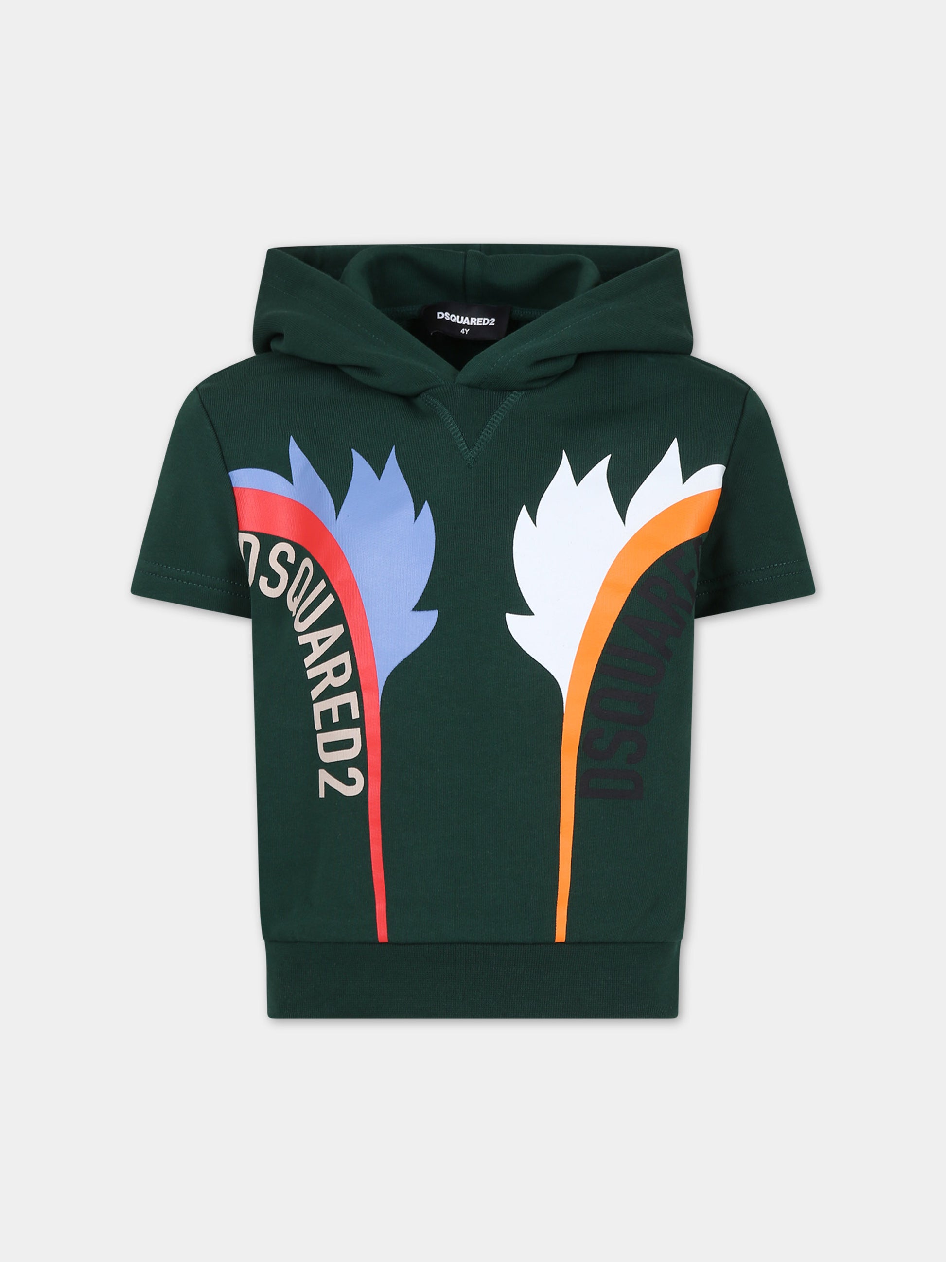 Felpa verde per bambino con logo,Dsquared2,DQ2172 D009B D2S792U DQ522