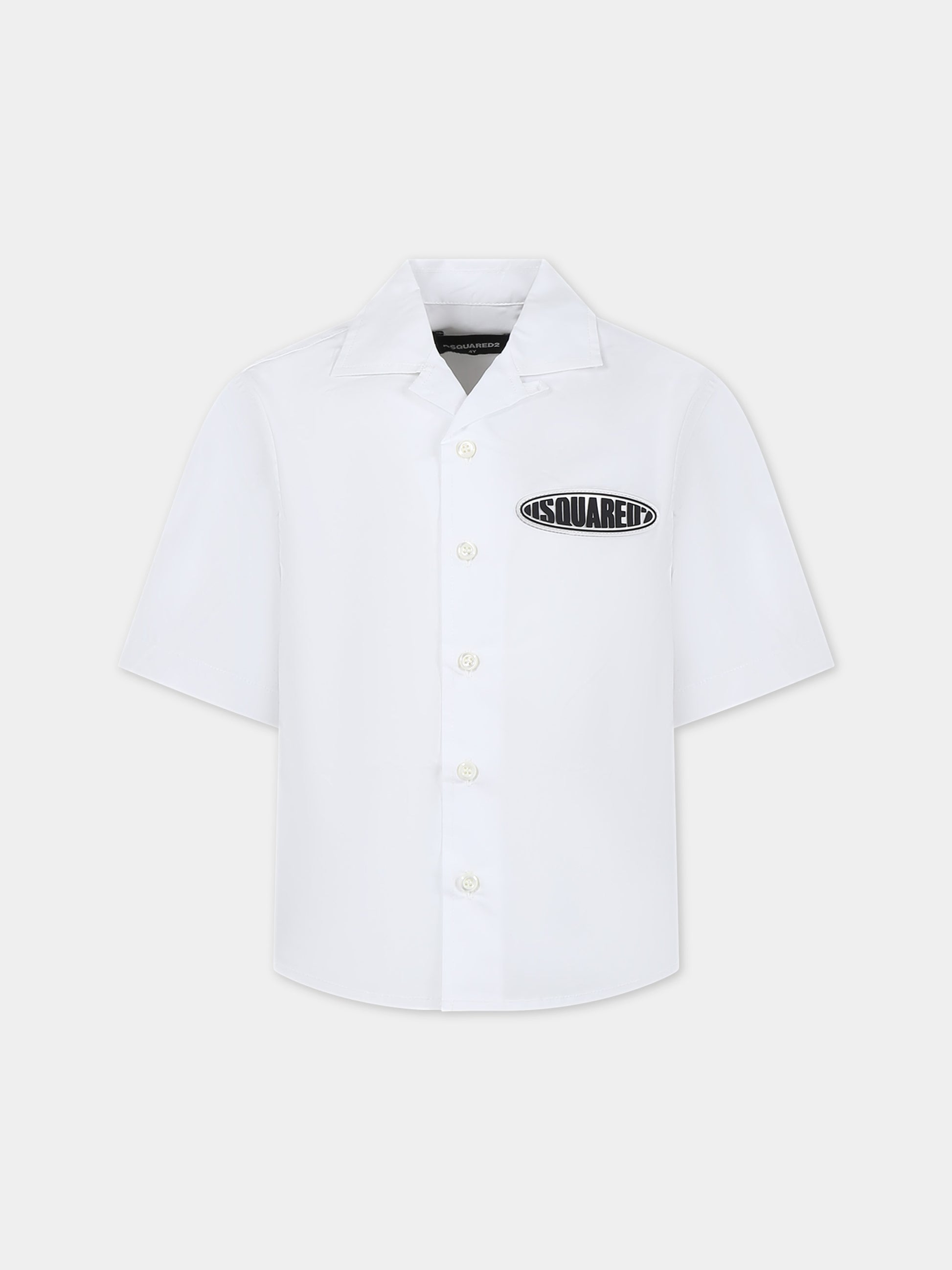 Camicia bianca per bambino con logo,Dsquared2,DQ2119 D007D D2C202M DQ100