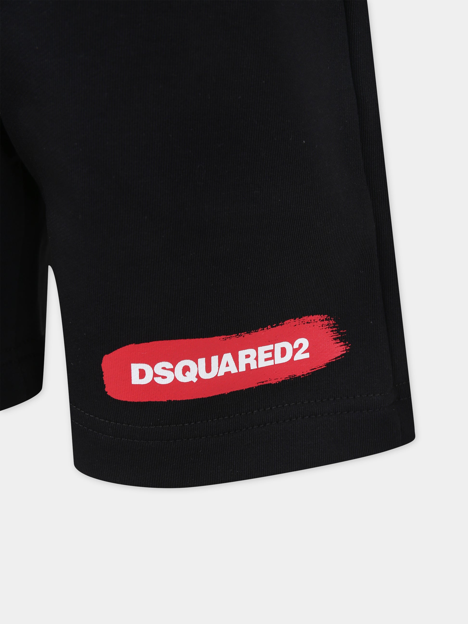 Shorts neri per bambino con logo,Dsquared2,DQ2093 D0A2F D2P678U DQ900