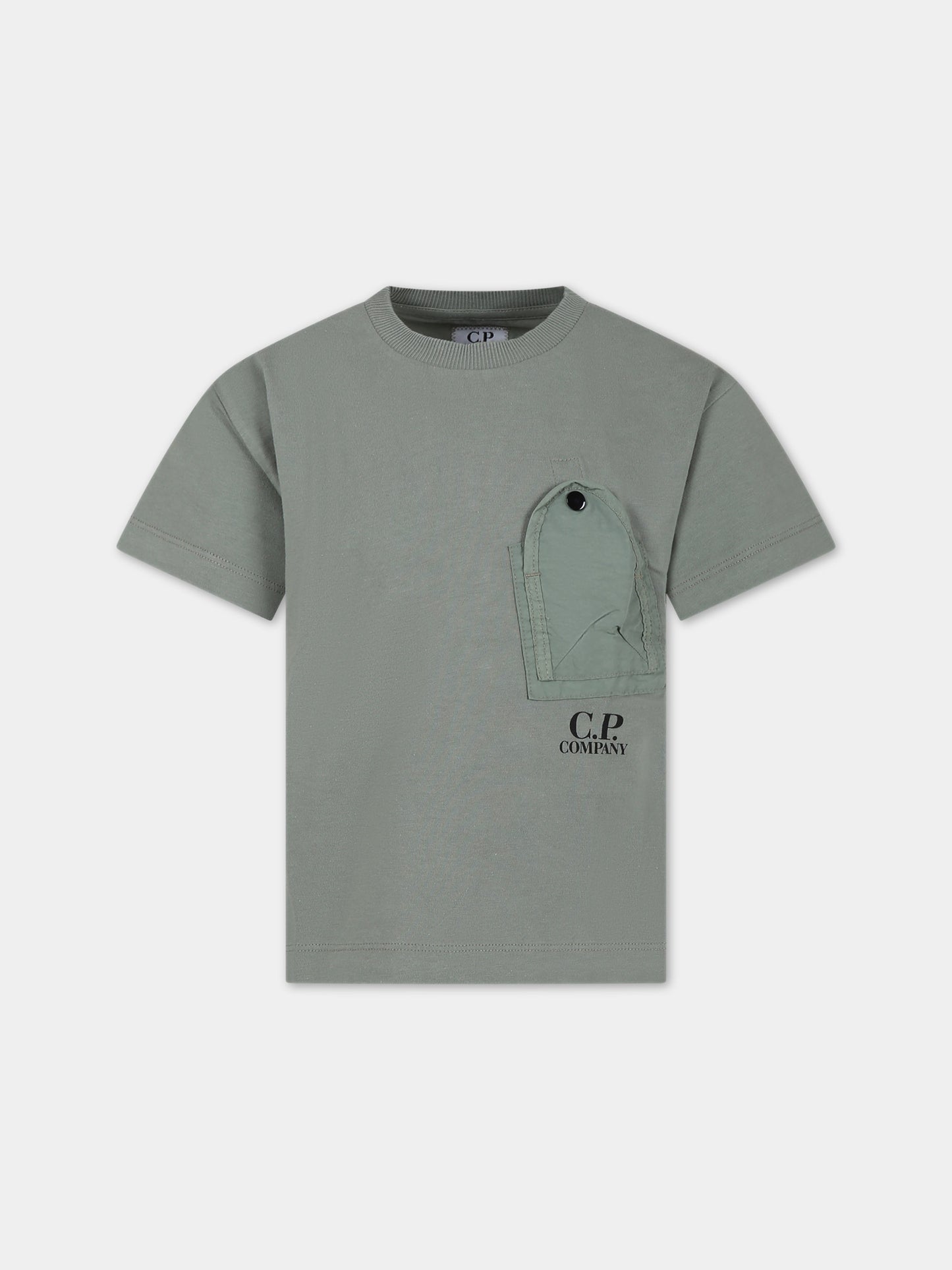 T-shirt verde per bambino con logo,C. P. Company,CUM004 LAC02 30715