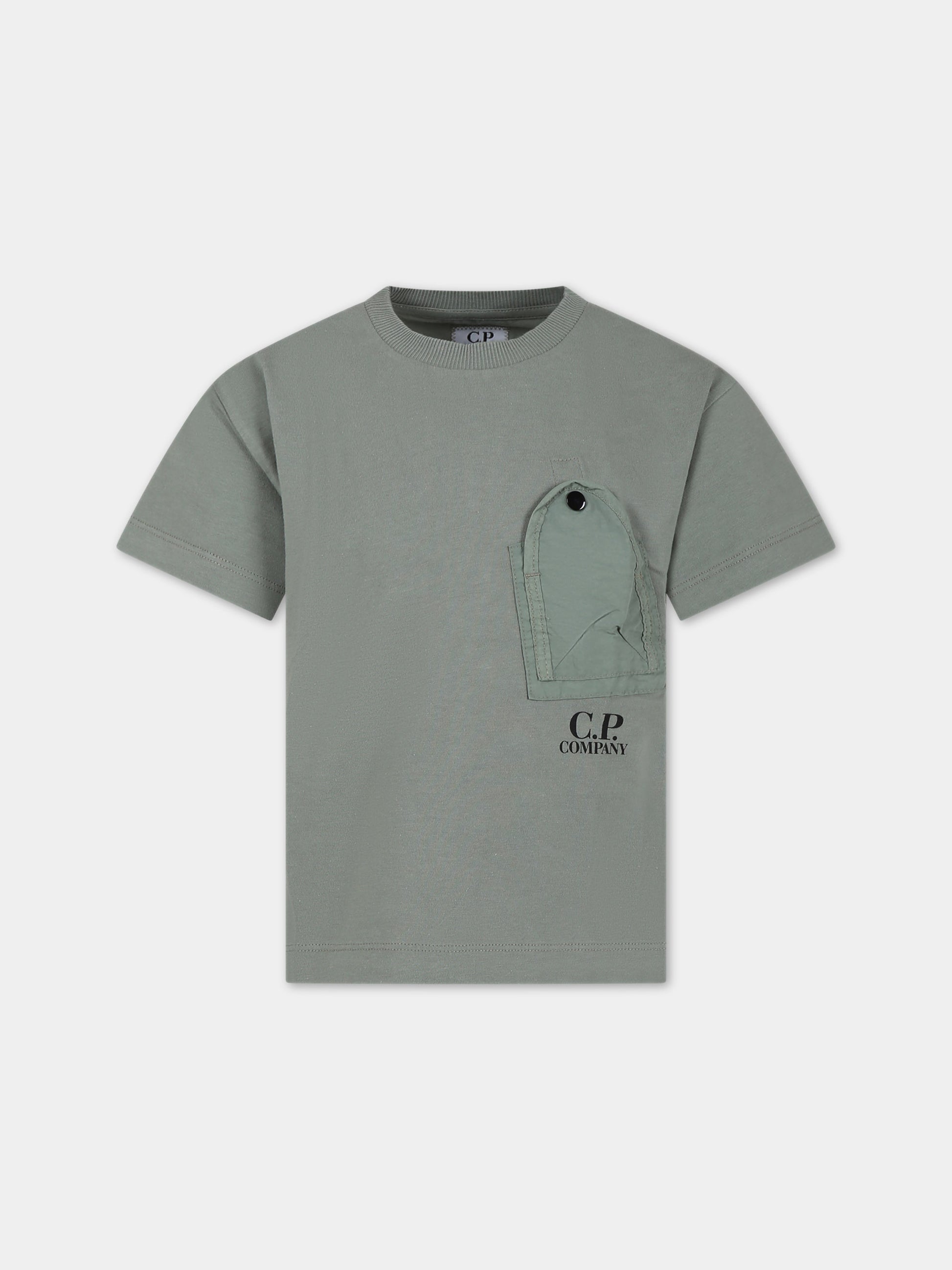 T-shirt verde per bambino con logo,C. P. Company,CUM004 LAC02 30715