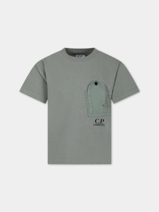 T-shirt verde per bambino con logo,C. P. Company,CUM004 LAC02 30715