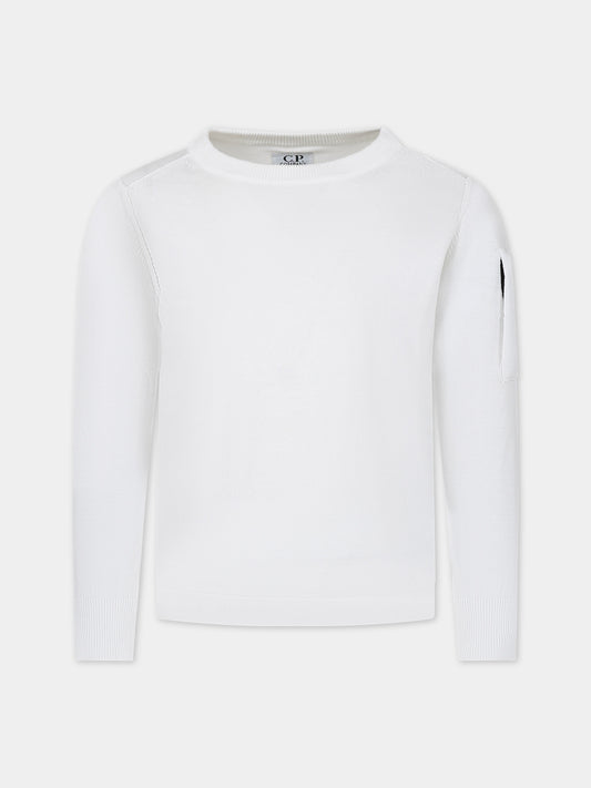 Maglione bianco per bambino con C.P. Company Lens,C. P. Company,CUW002 LHE62 10135