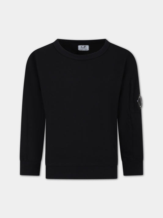 Felpa nera per bambino con C.P. Company Lens,C. P. Company,CUF00C LCA69 60100