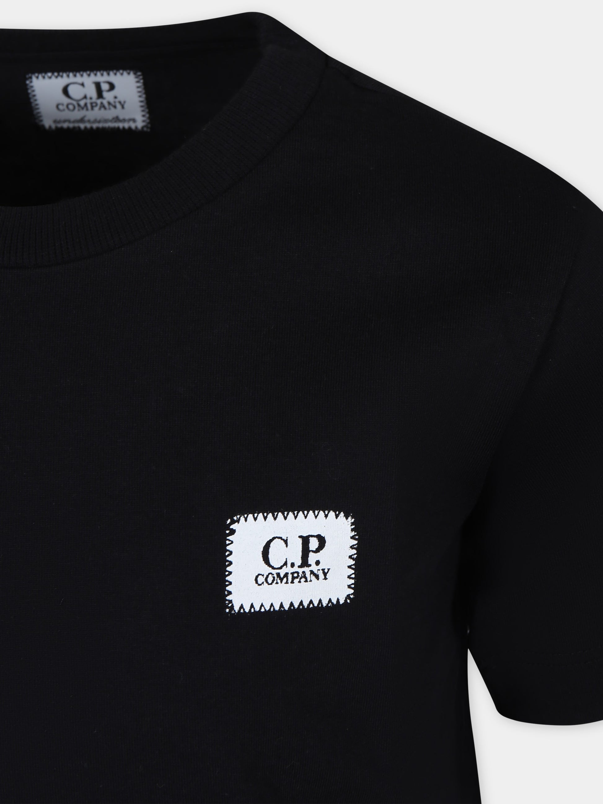 T-shirt nera per bambino con logo,C. P. Company,CNM008 LAA17 60100