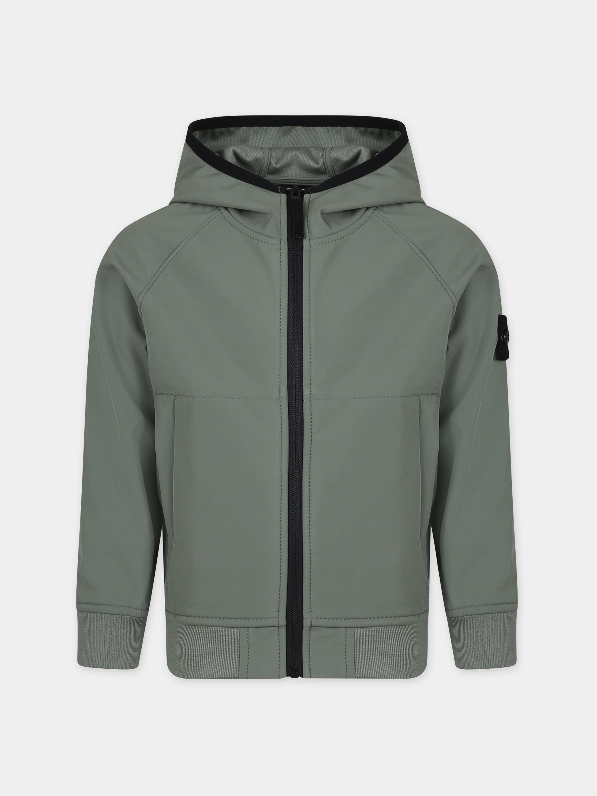 Giacca a vento verde per bambino con bussola,Stone Island Junior,801640127 V0059